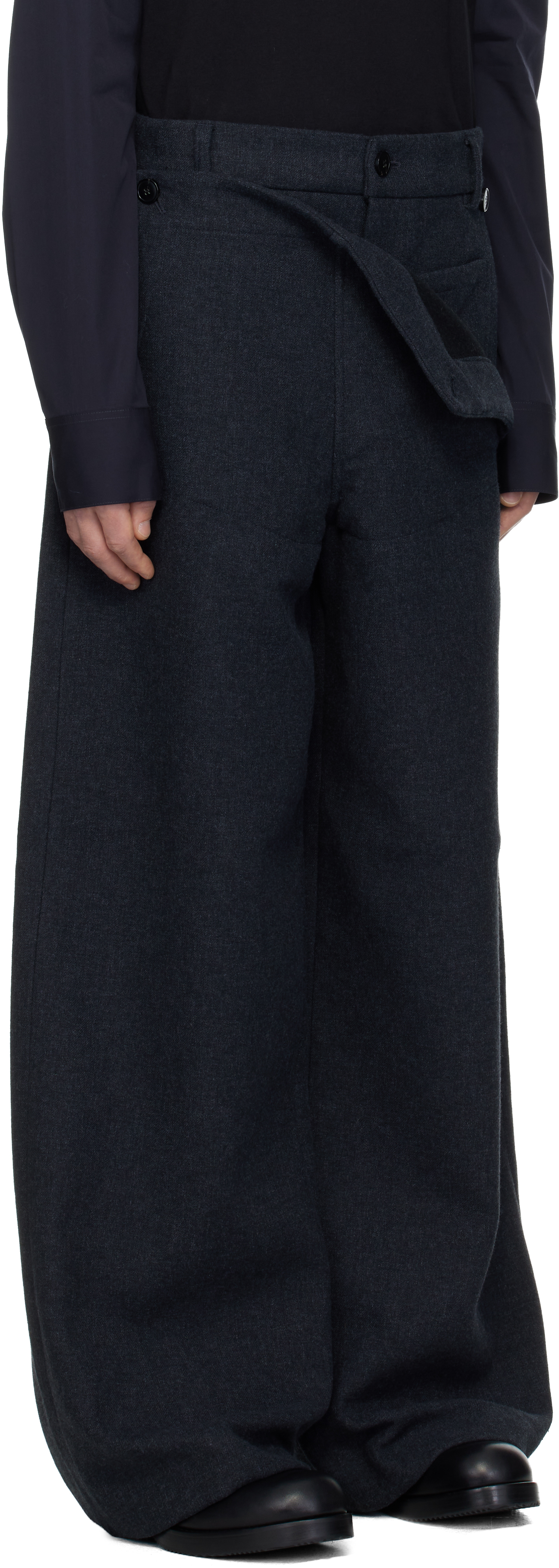 Dries Van Noten Gray Paneled Trousers In Gray
