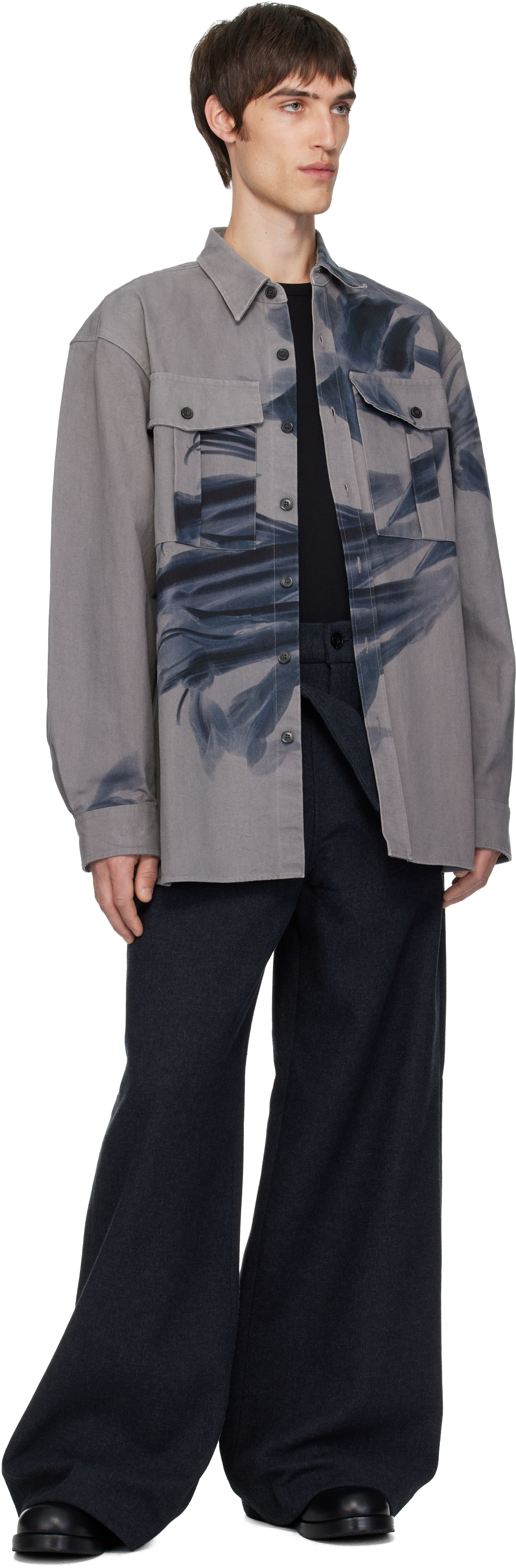 Dries Van Noten Gray Paneled Trousers In Gray