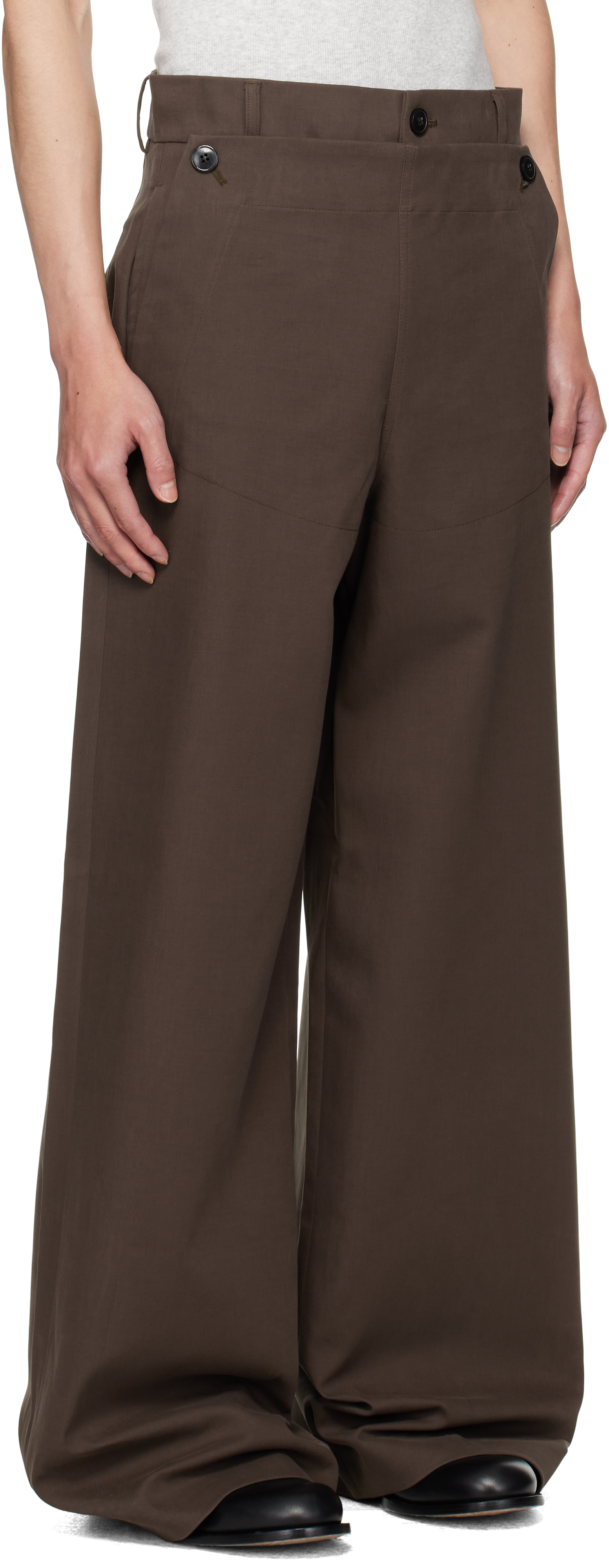 Dries Van Noten Brown Overlay Trousers In Brown