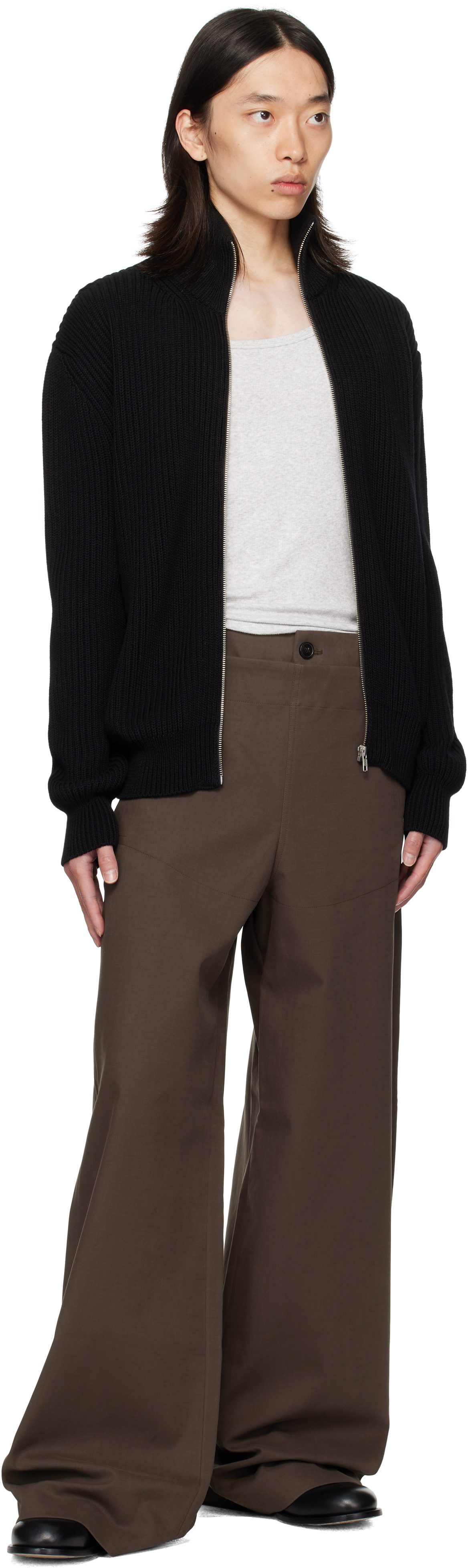 Dries Van Noten Brown Overlay Trousers In Brown