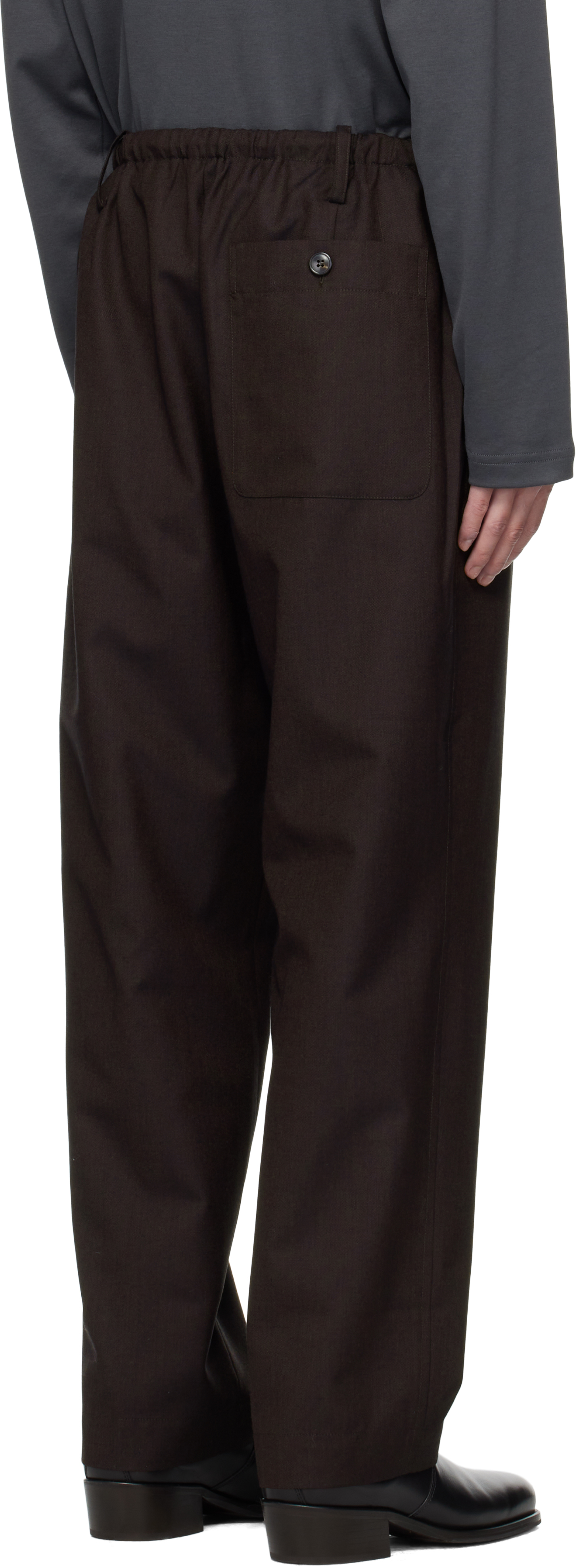 Dries Van Noten Brown Drawstring Trousers In Burgundy