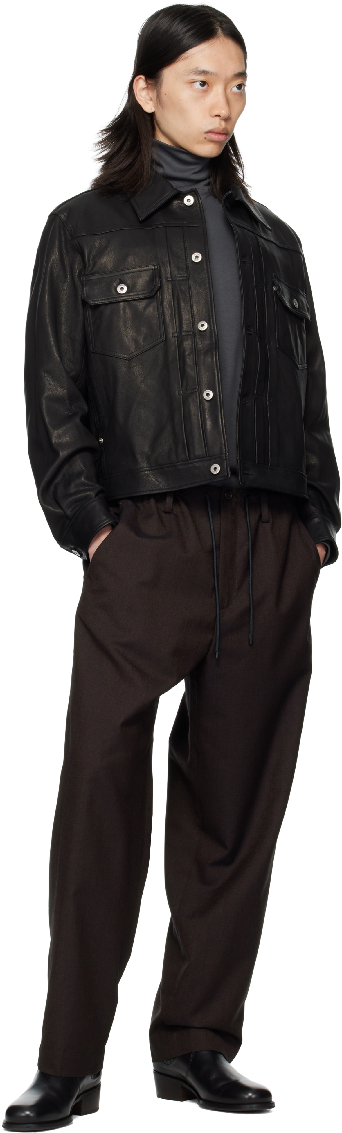Dries Van Noten Brown Drawstring Trousers In Burgundy
