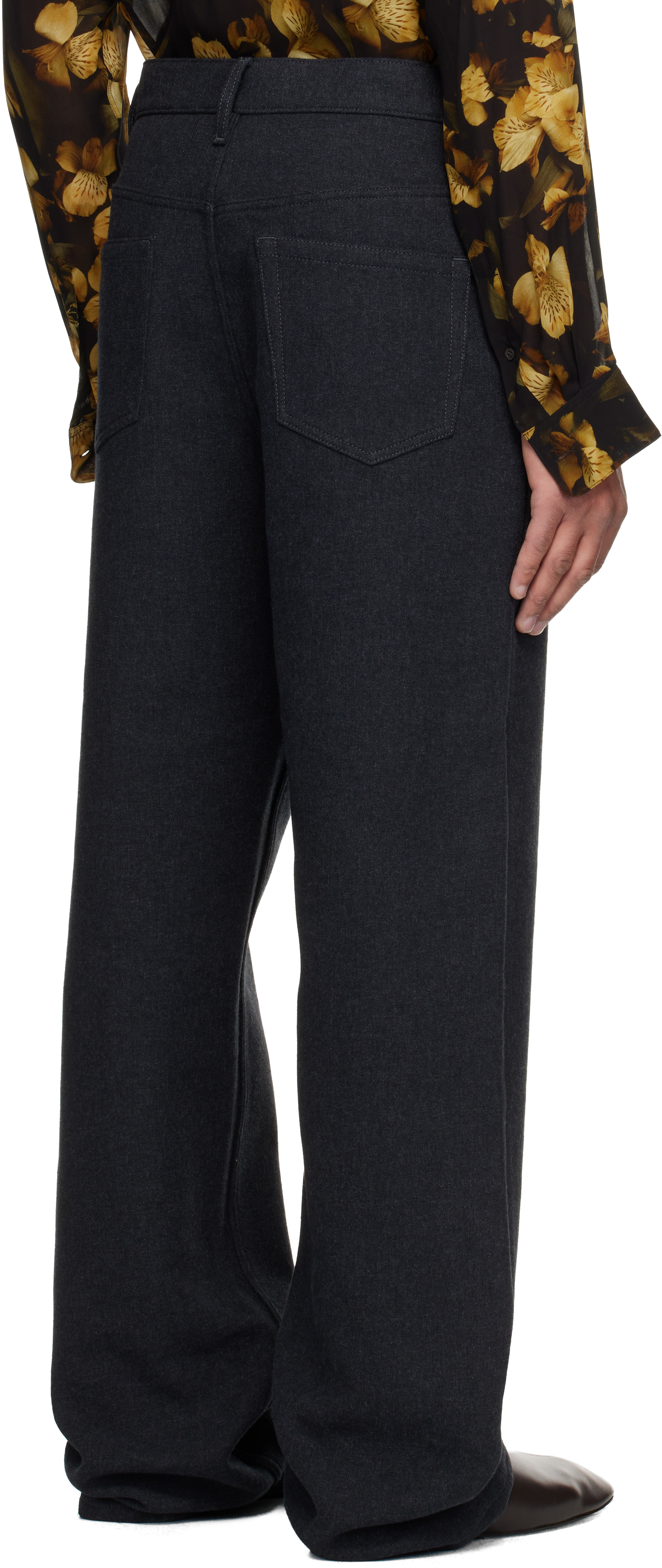 Dries Van Noten Gray Loose Fit Trousers In Black