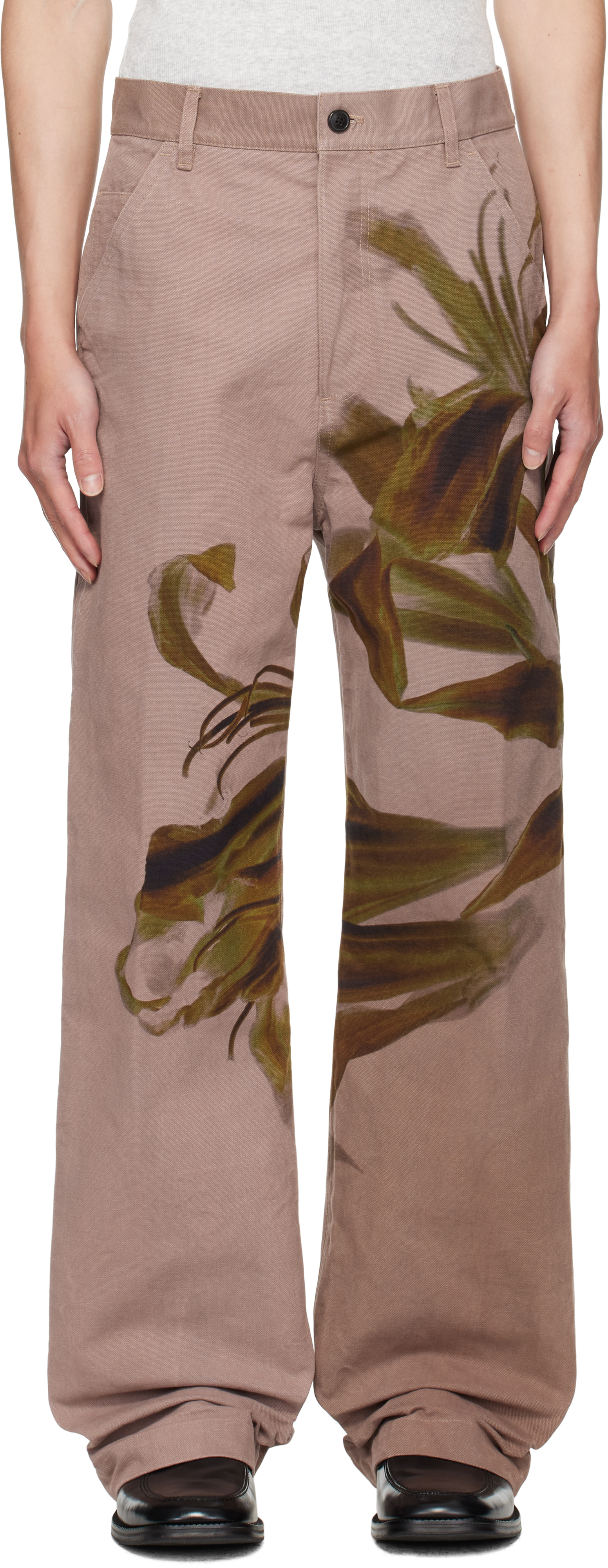 Dries Van Noten Pink Graphic Trousers