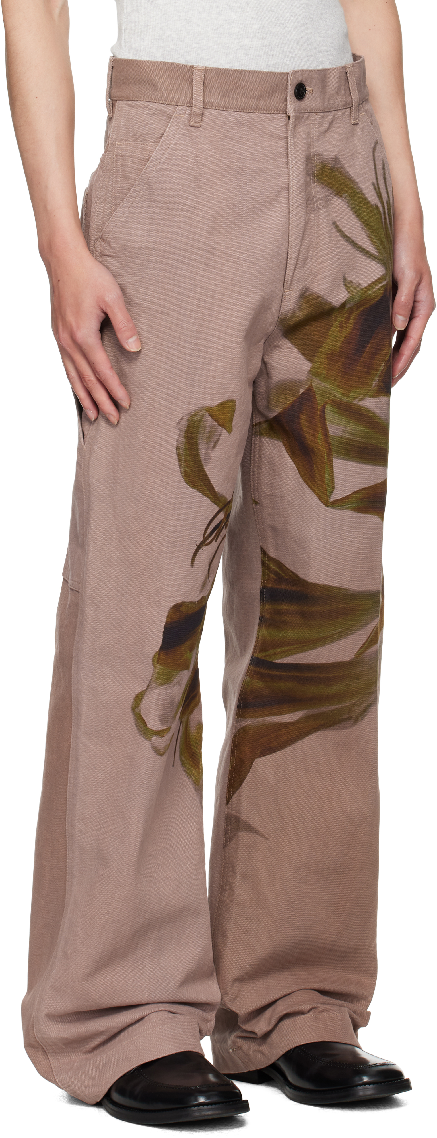 Dries Van Noten Pink Graphic Trousers In Pink