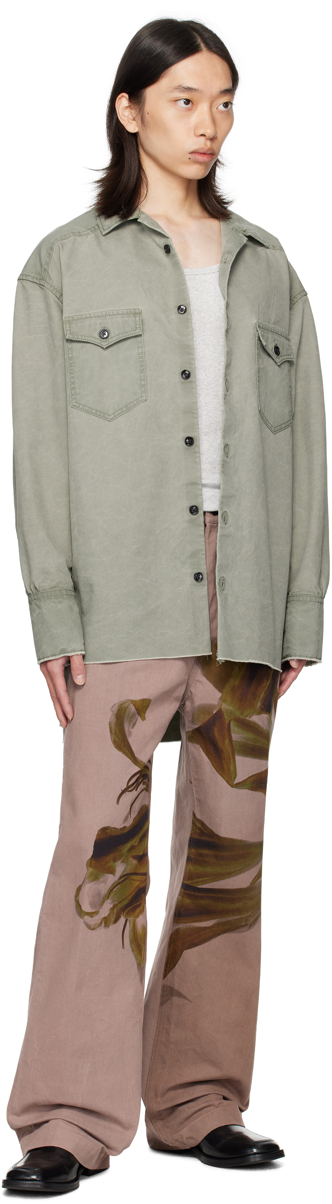 Dries Van Noten Pink Graphic Trousers In Pink