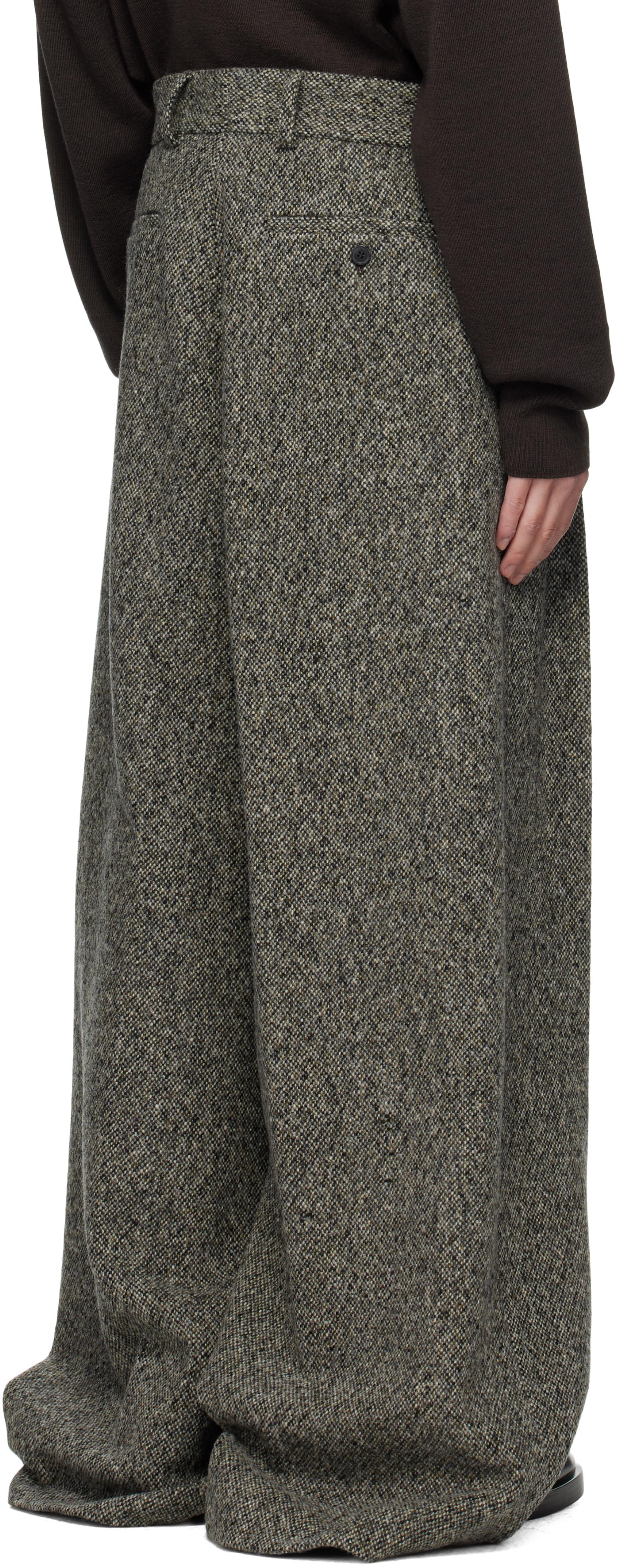 Dries Van Noten Gray & Brown Tailored Wool Trousers