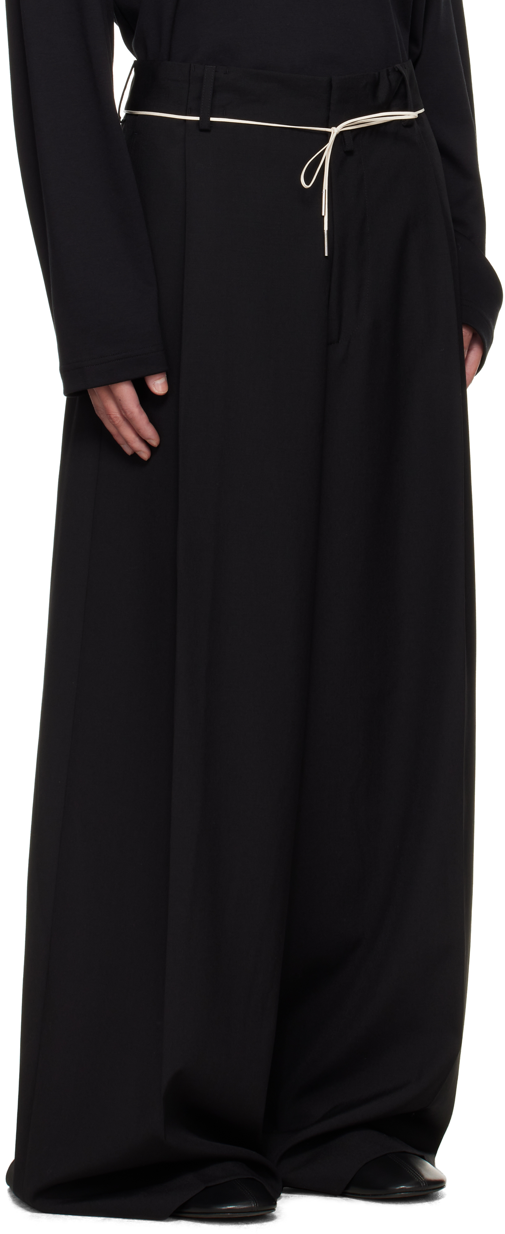 Dries Van Noten Black Wide Pleated Trousers In Black