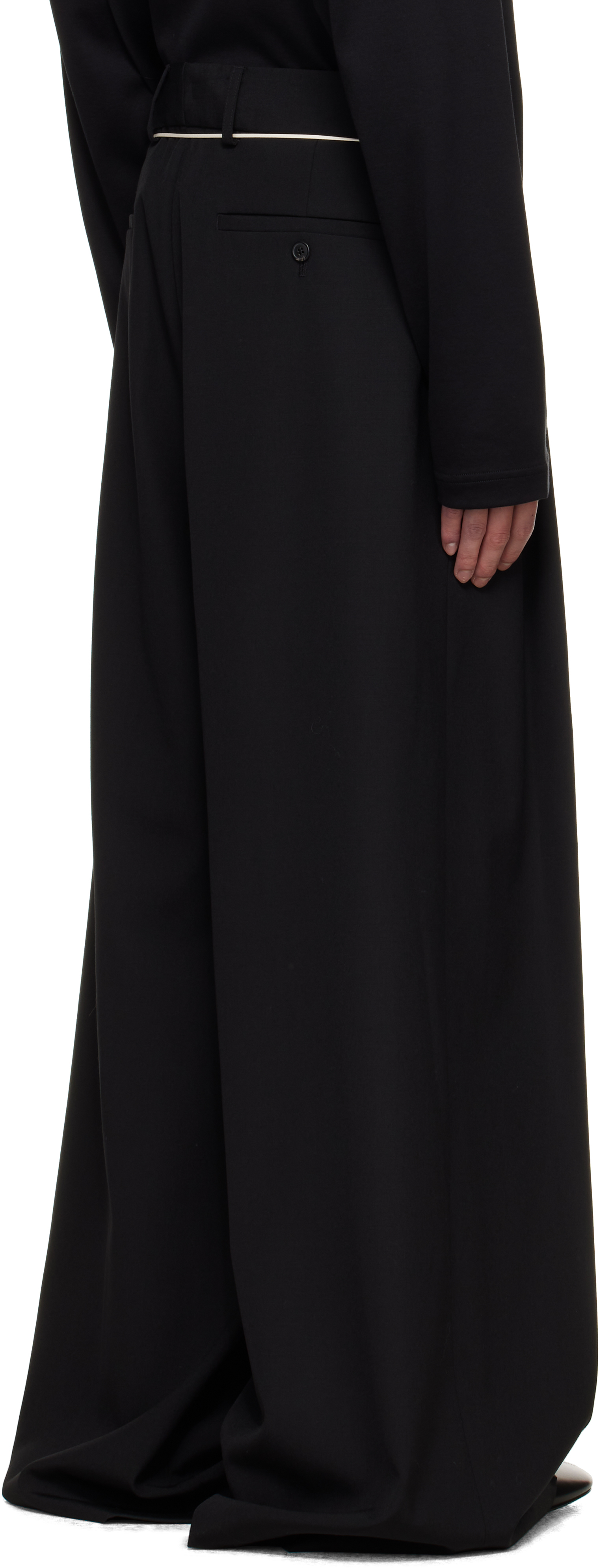 Dries Van Noten Black Wide Pleated Trousers In Black