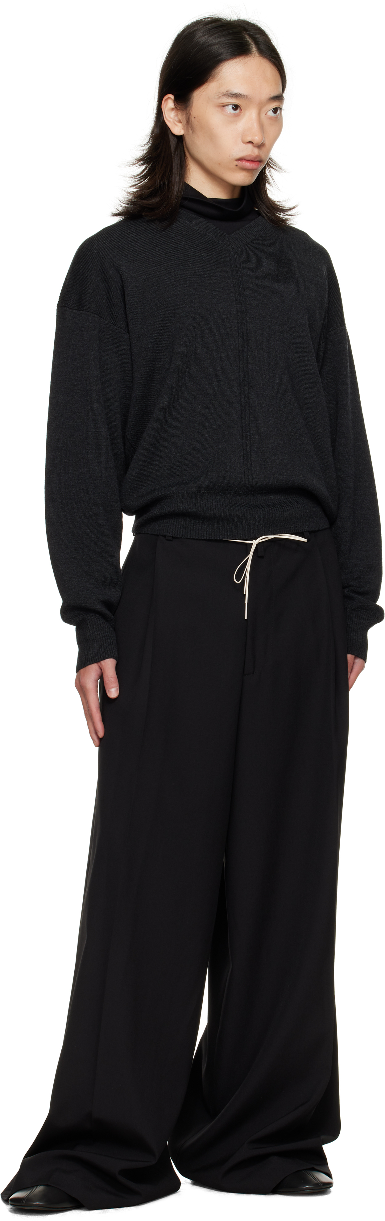 Dries Van Noten Black Wide Pleated Trousers In Black