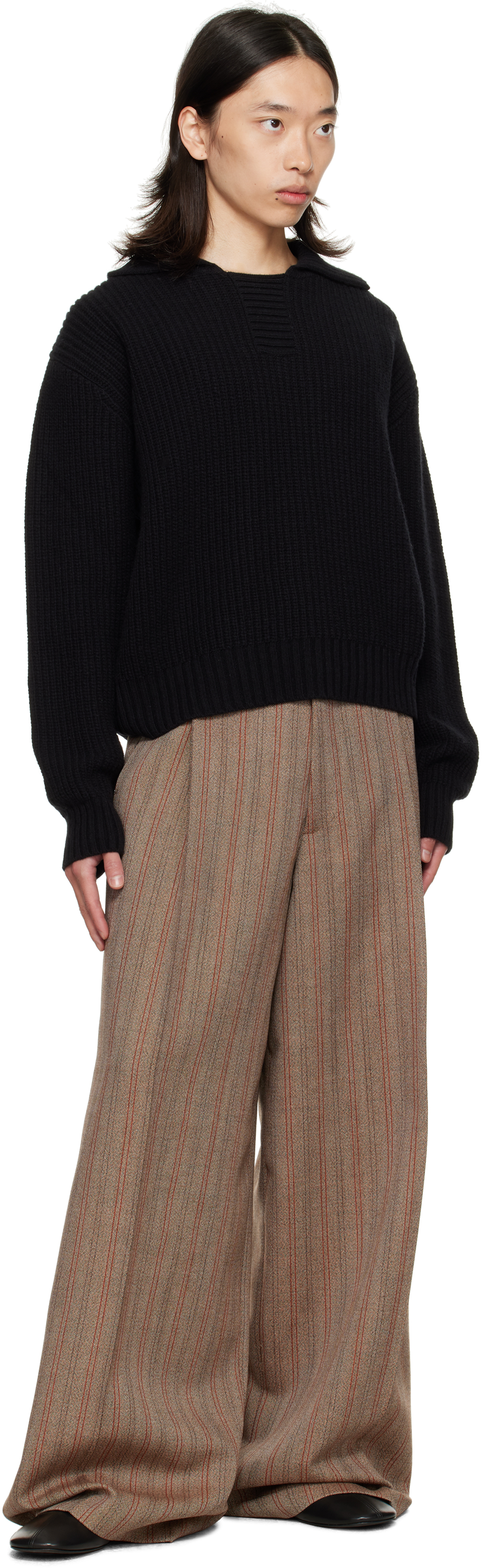 Dries Van Noten Tan Wide Pleated Trousers In Brown