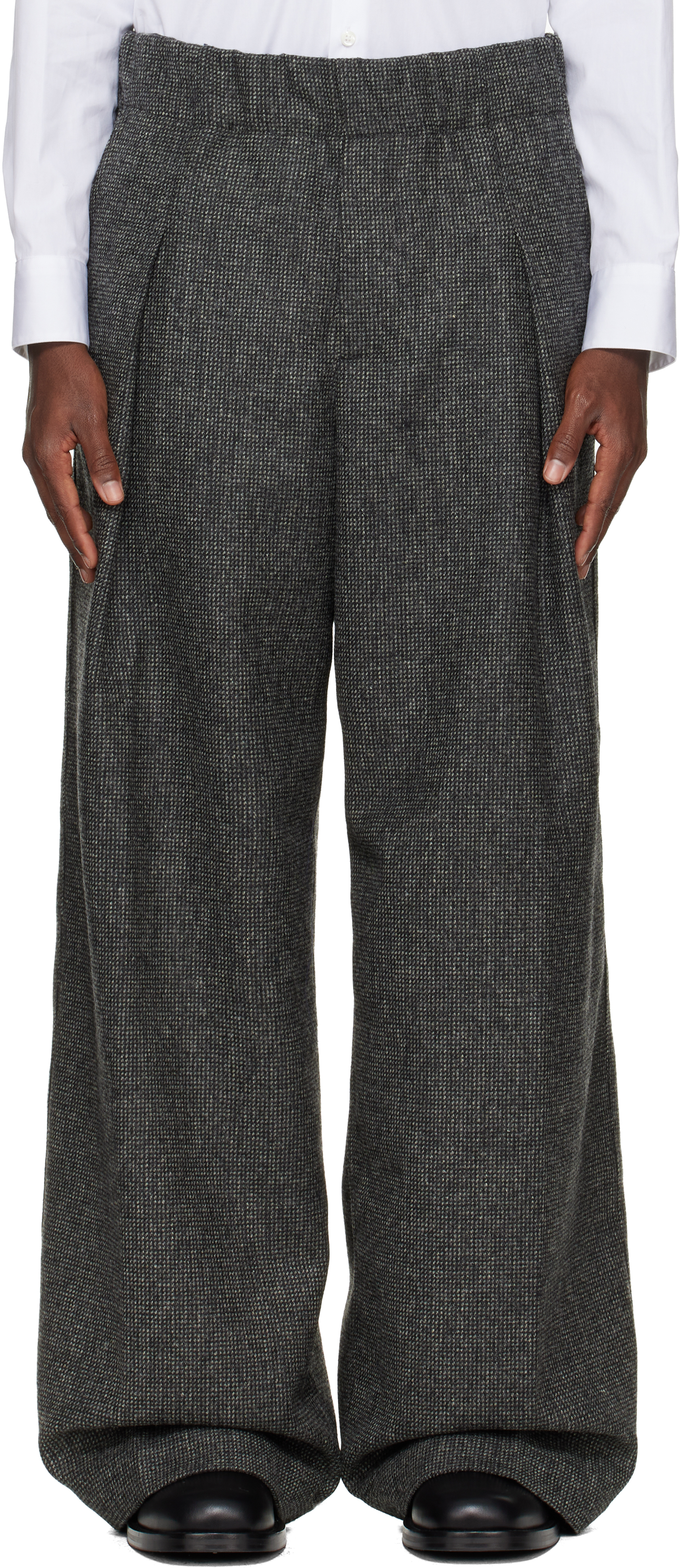 Dries Van Noten Gray Tweed Trousers In Gray