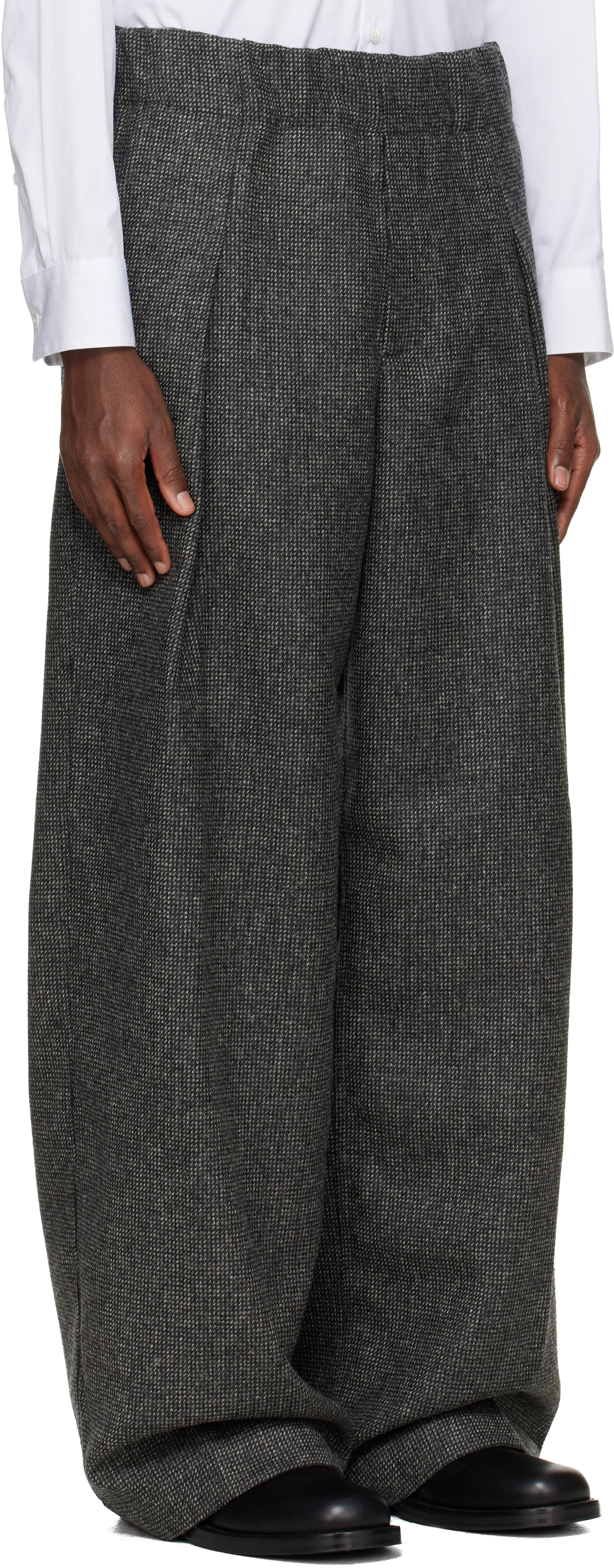 Dries Van Noten Gray Tweed Trousers In Gray