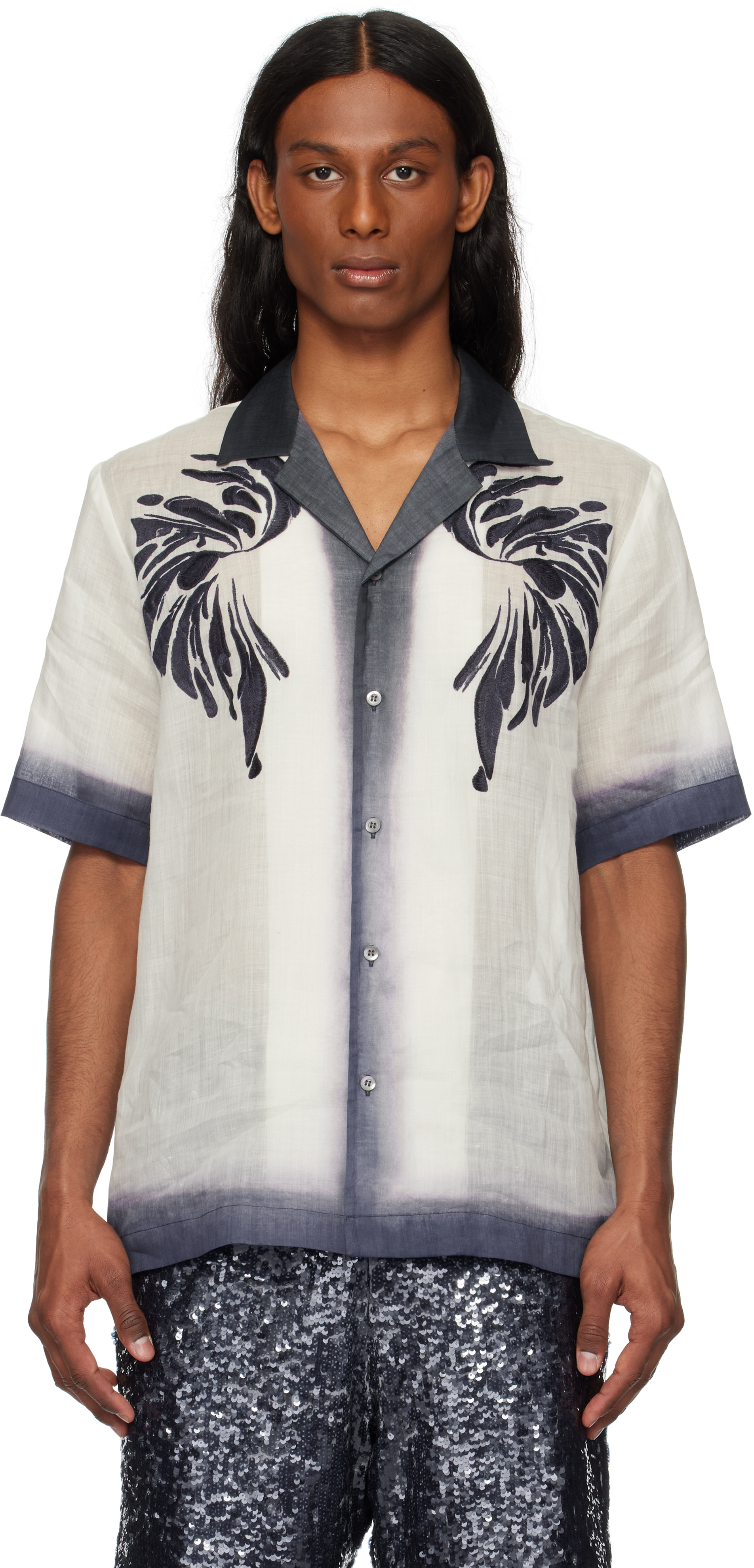 Tシャツ・カットソー Dries Van Noten SS25 SHIRT WITH EMBROIDERY (020757 1473606) Embroidered shirt - Spring-Summer Men | Dries Van Noten