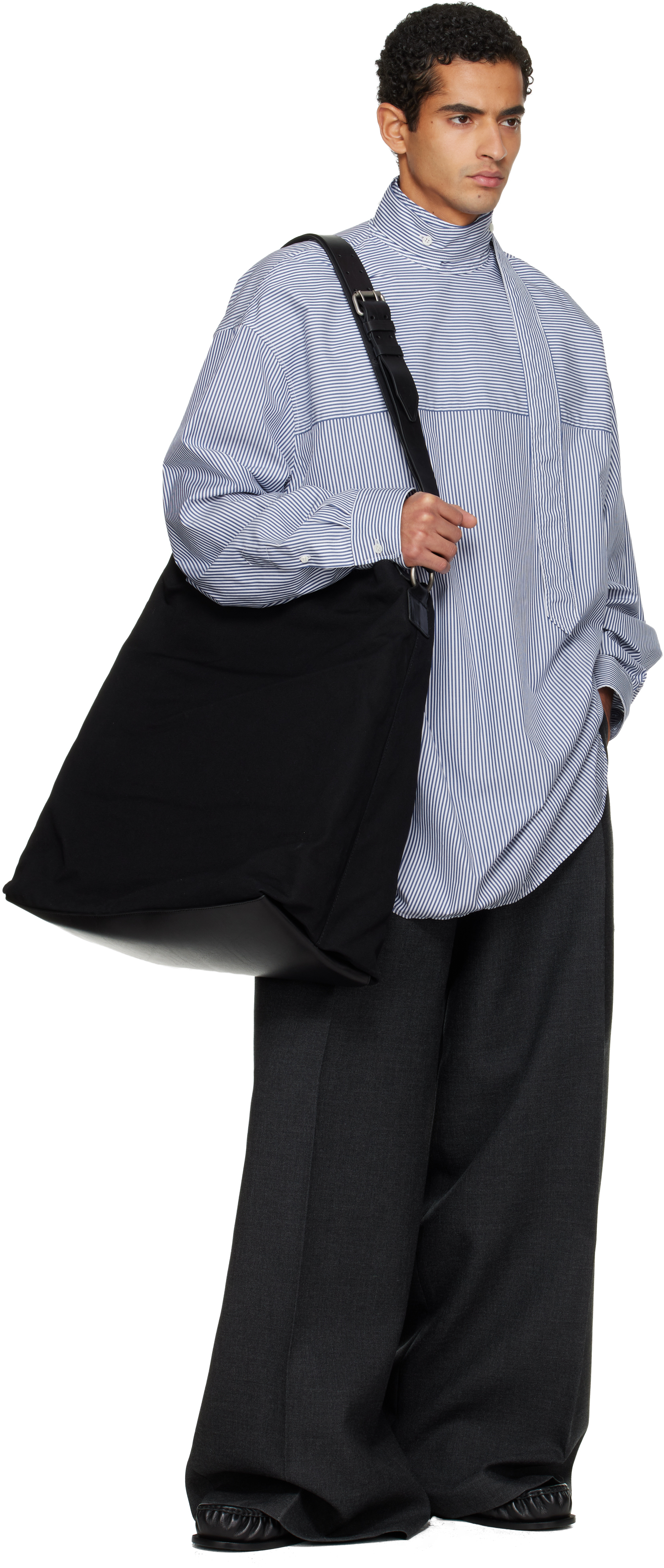 Dries Van Noten Blue & White Striped Shirt In Blue