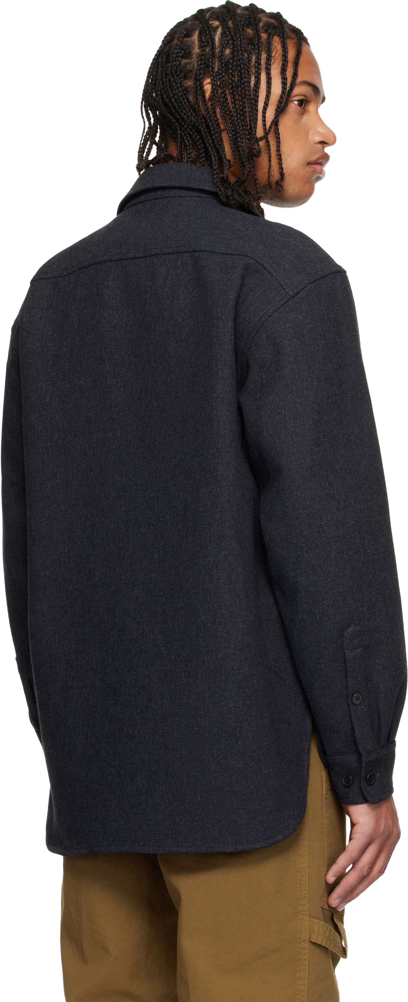 Dries Van Noten Gray Cotton Jacket In Blue