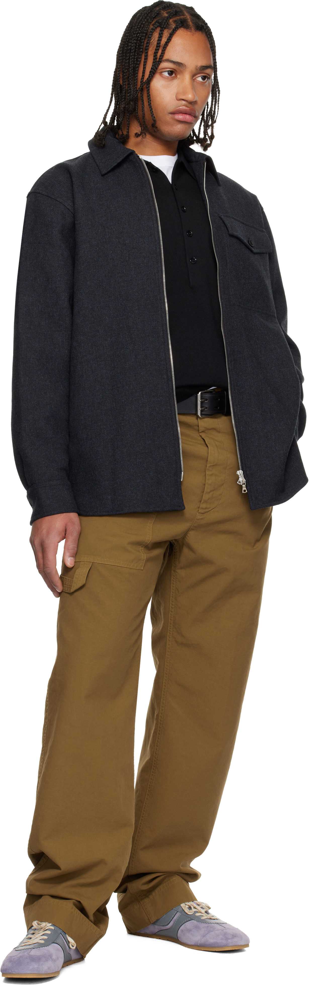 Dries Van Noten Gray Cotton Jacket In Blue