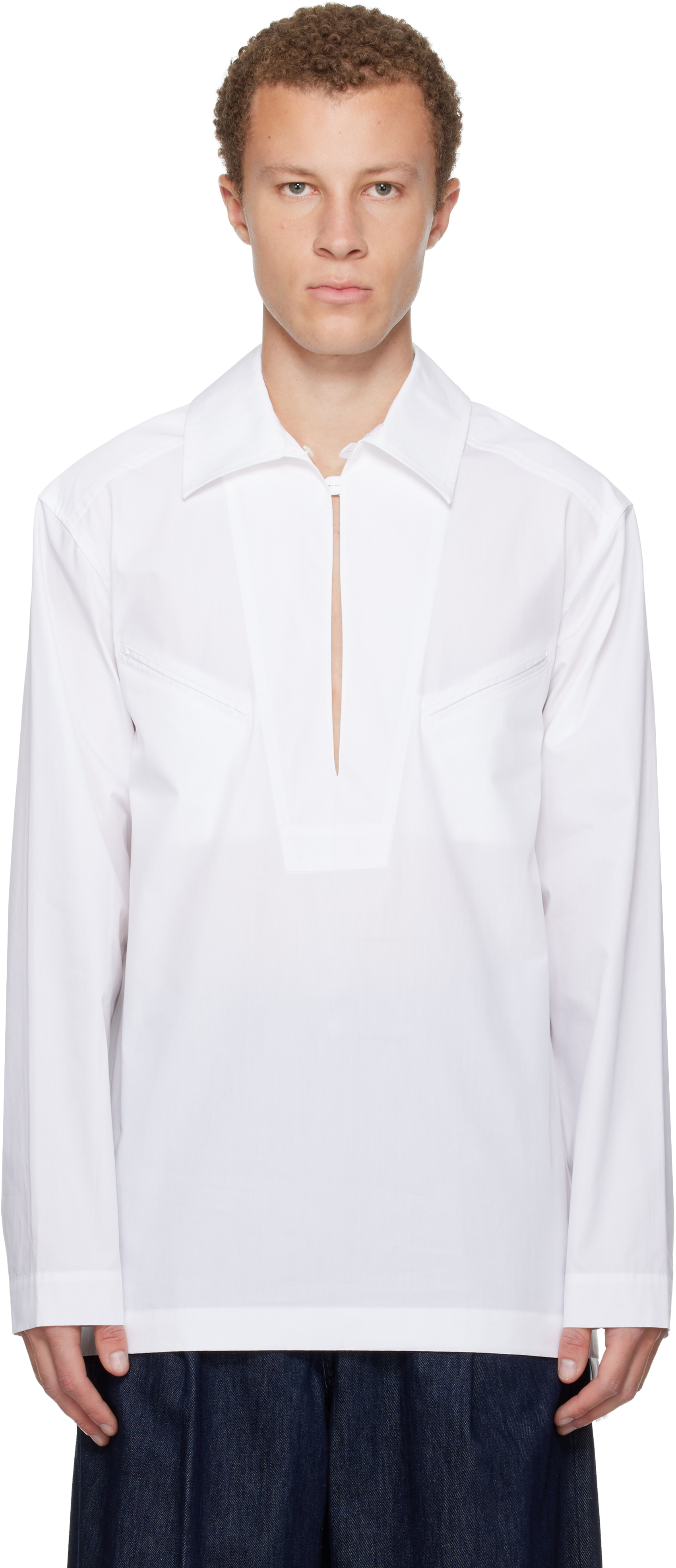 Dries Van Noten White Keyhole Shirt In Red