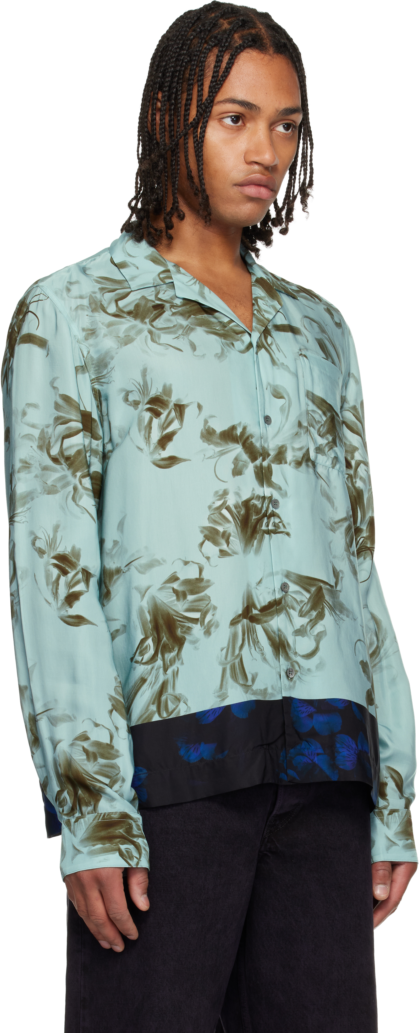 Dries Van Noten Floral Pattern Long Sleeves Shirt With Chest Pocket In Multi