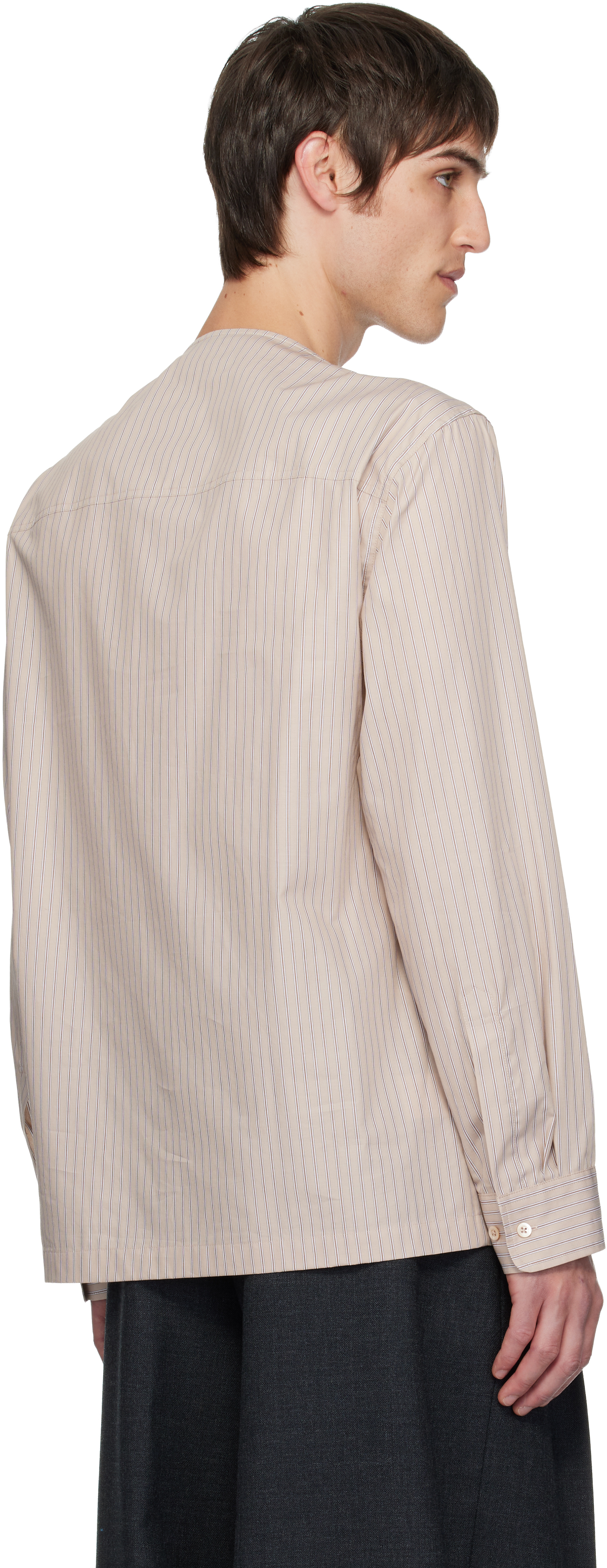 Dries Van Noten Beige Boat Neck Cotton Shirt In Brown
