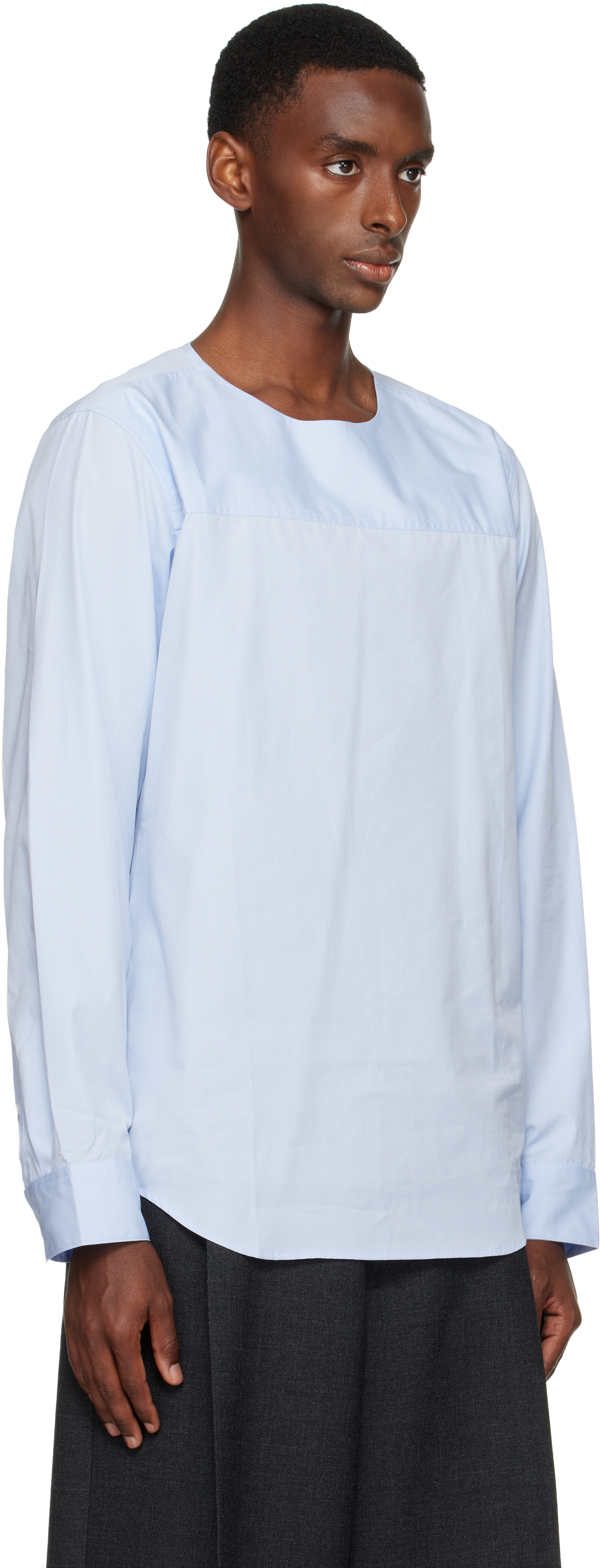 Dries Van Noten Blue Paneled Shirt In Blue