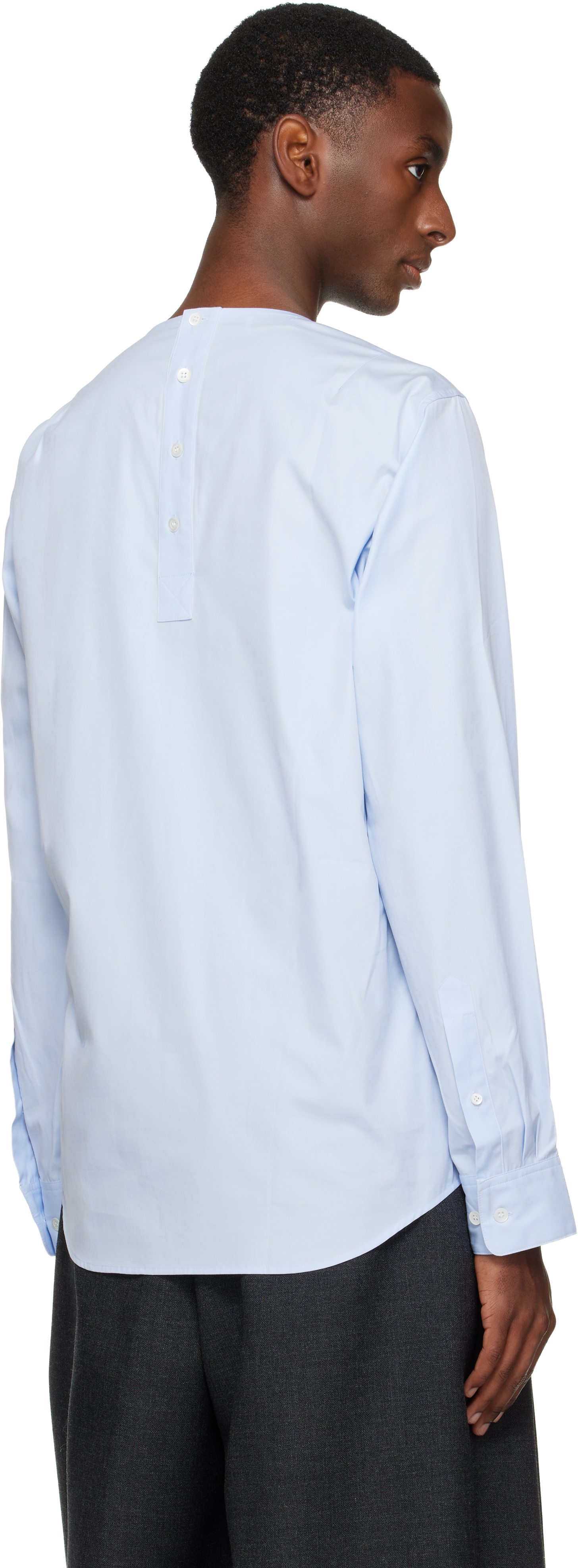 Dries Van Noten Blue Paneled Shirt In Blue