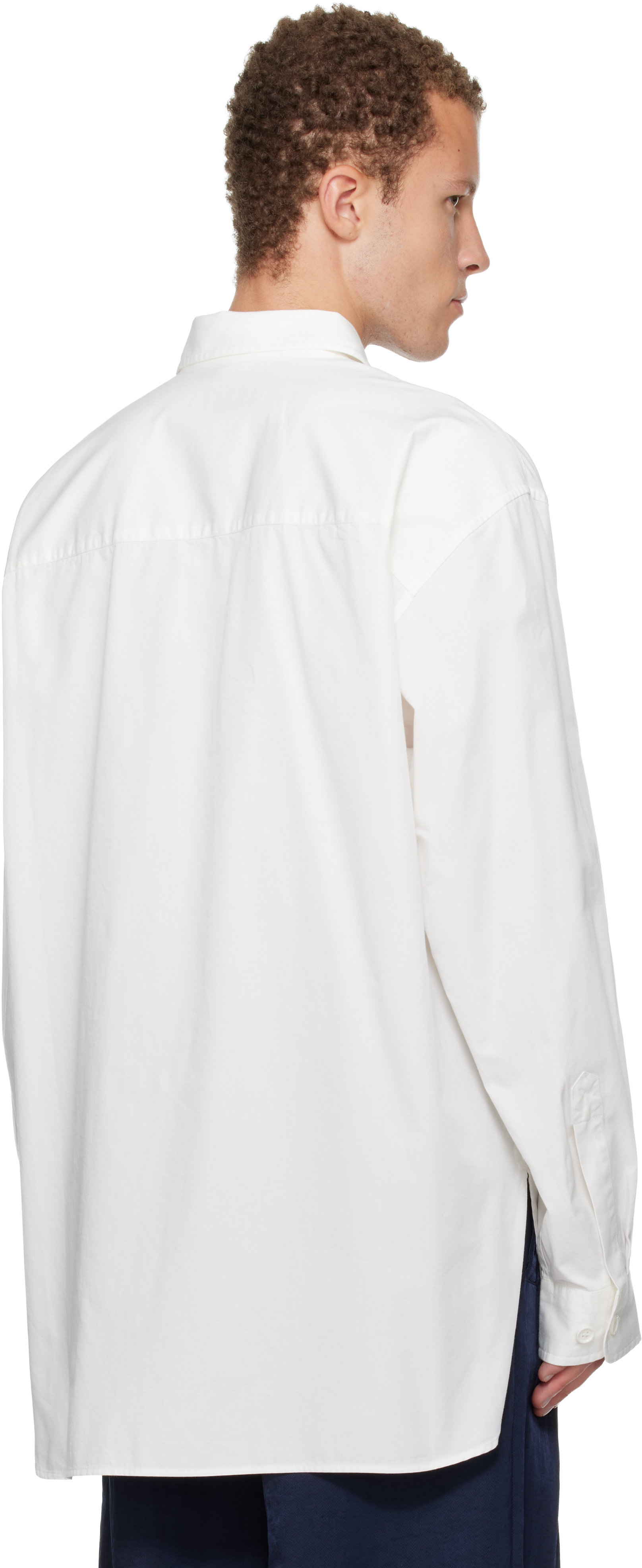 Dries Van Noten Off-white Oversized Cotton Shirt In White