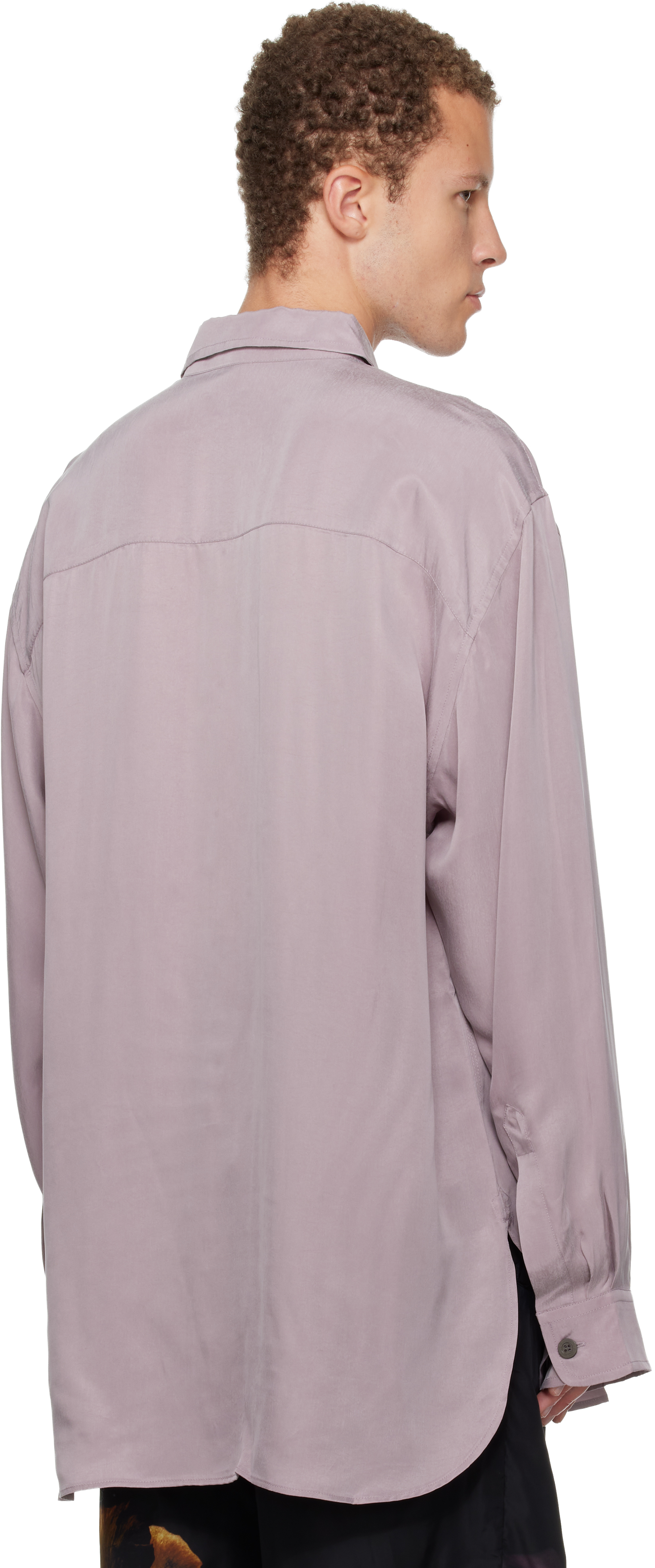 Dries Van Noten Purple Oversized Cupro Shirt In Pink