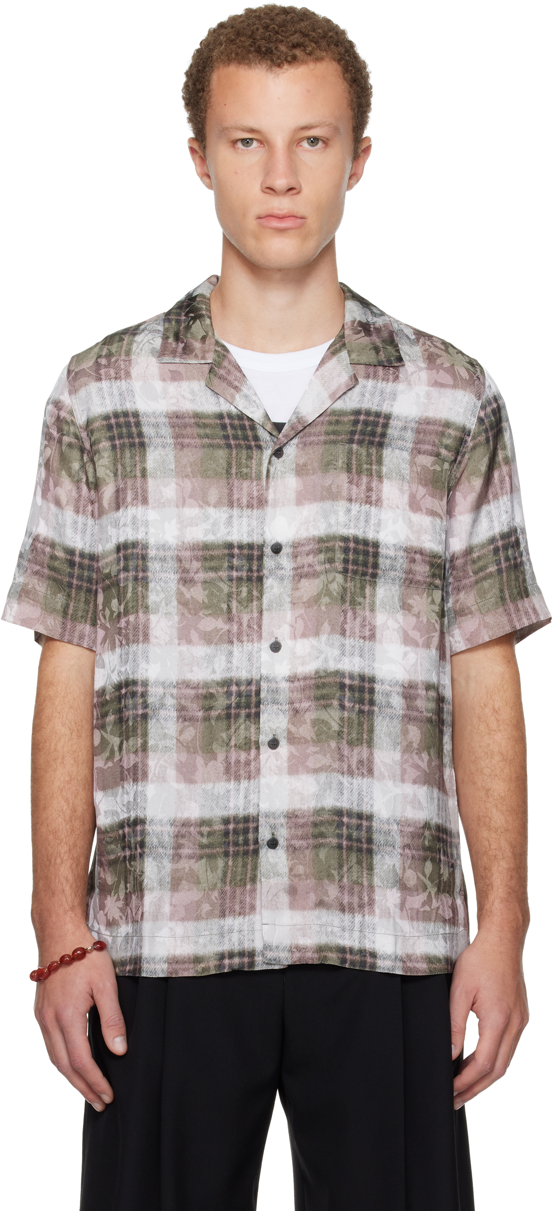 Dries Van Noten Off-white & Pink Boxy Viscose Shirt In Multi