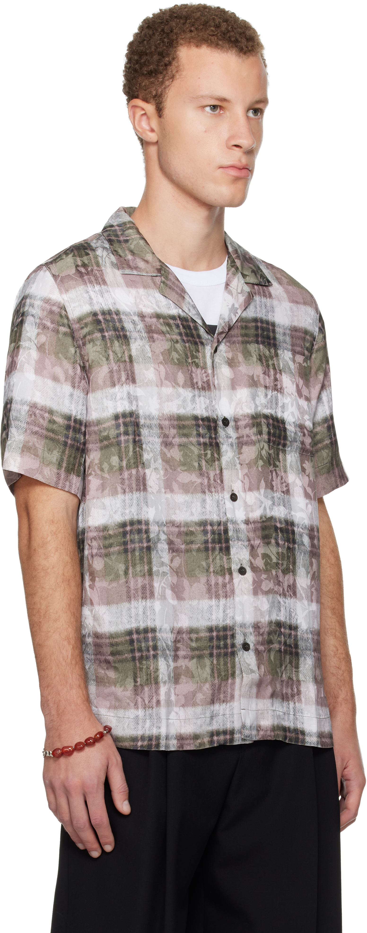 Dries Van Noten Off-white & Pink Boxy Viscose Shirt In Multi