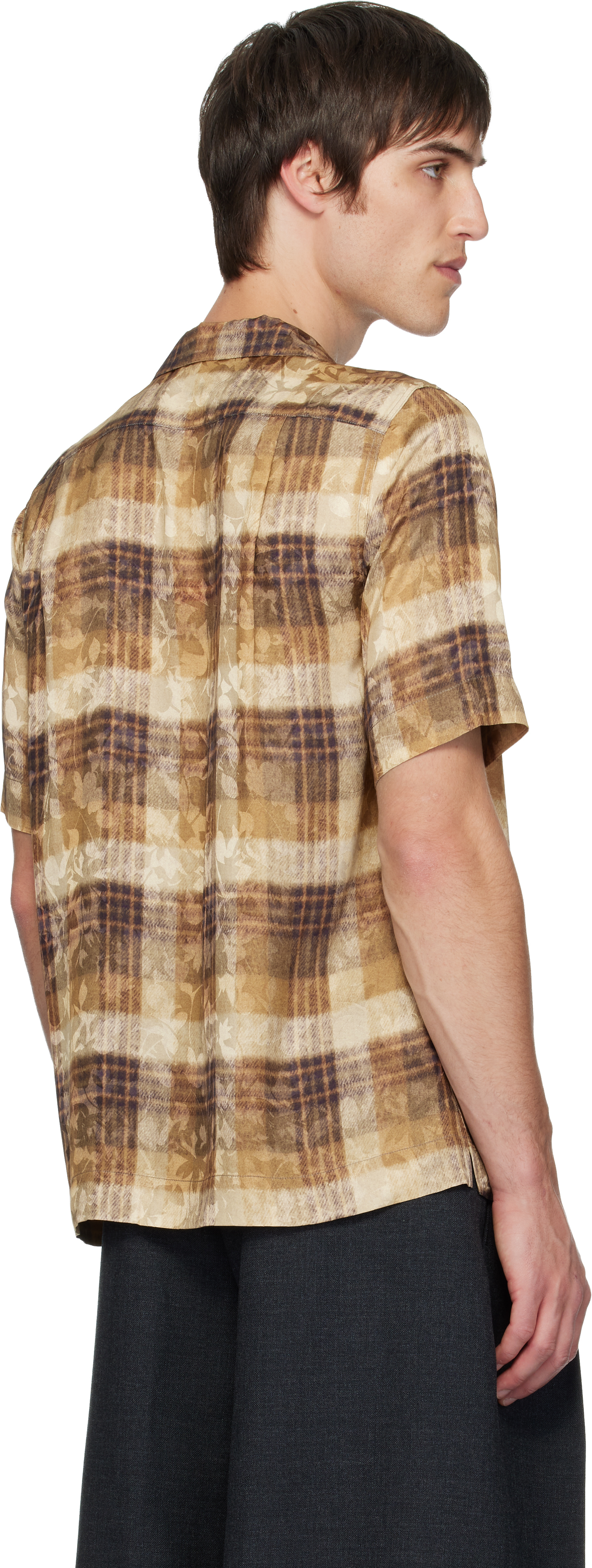 Dries Van Noten Off-white & Tan Boxy Viscose Shirt In Brown