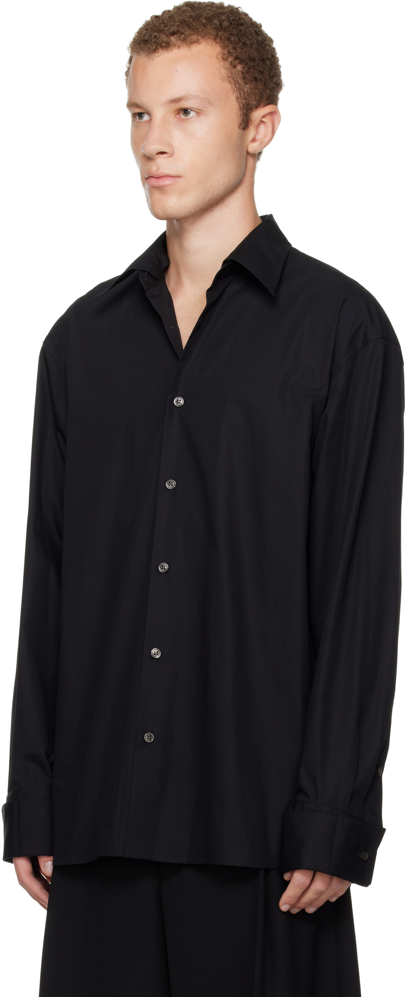Dries Van Noten Black Sequinned Trim Shirt In Black