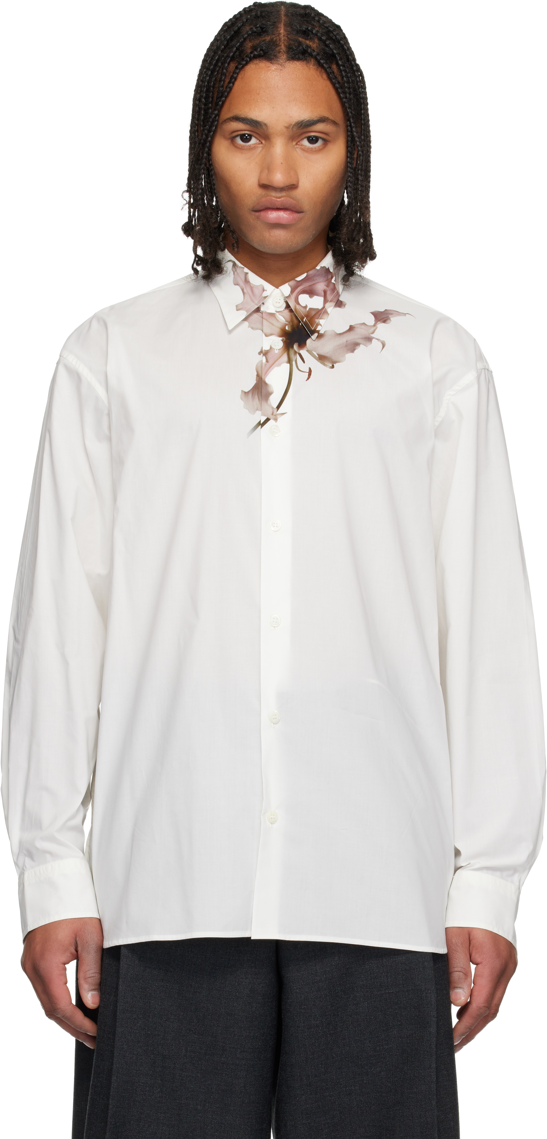 White Loose Cotton Shirt by Dries Van Noten on Sale