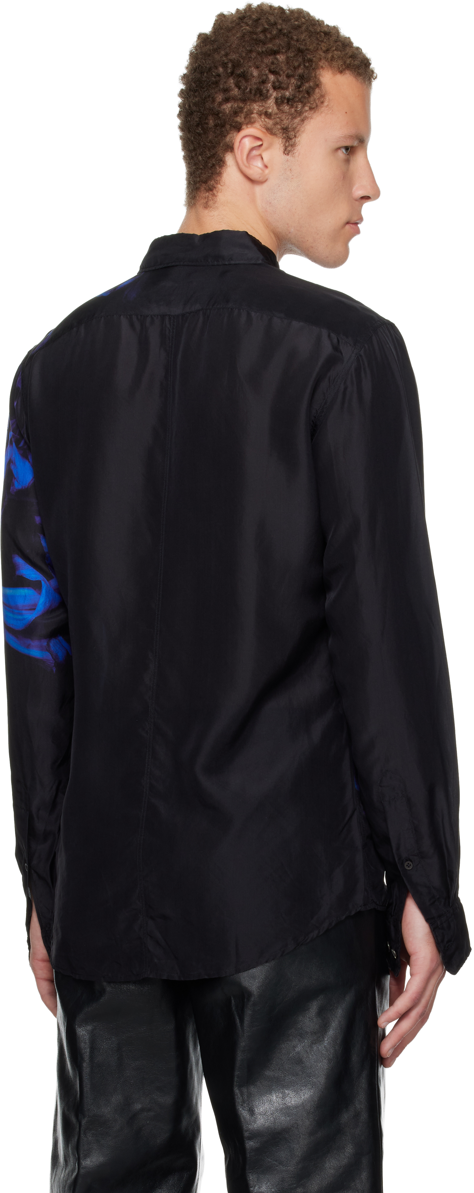 Dries Van Noten Black Silk Shirt In Multi