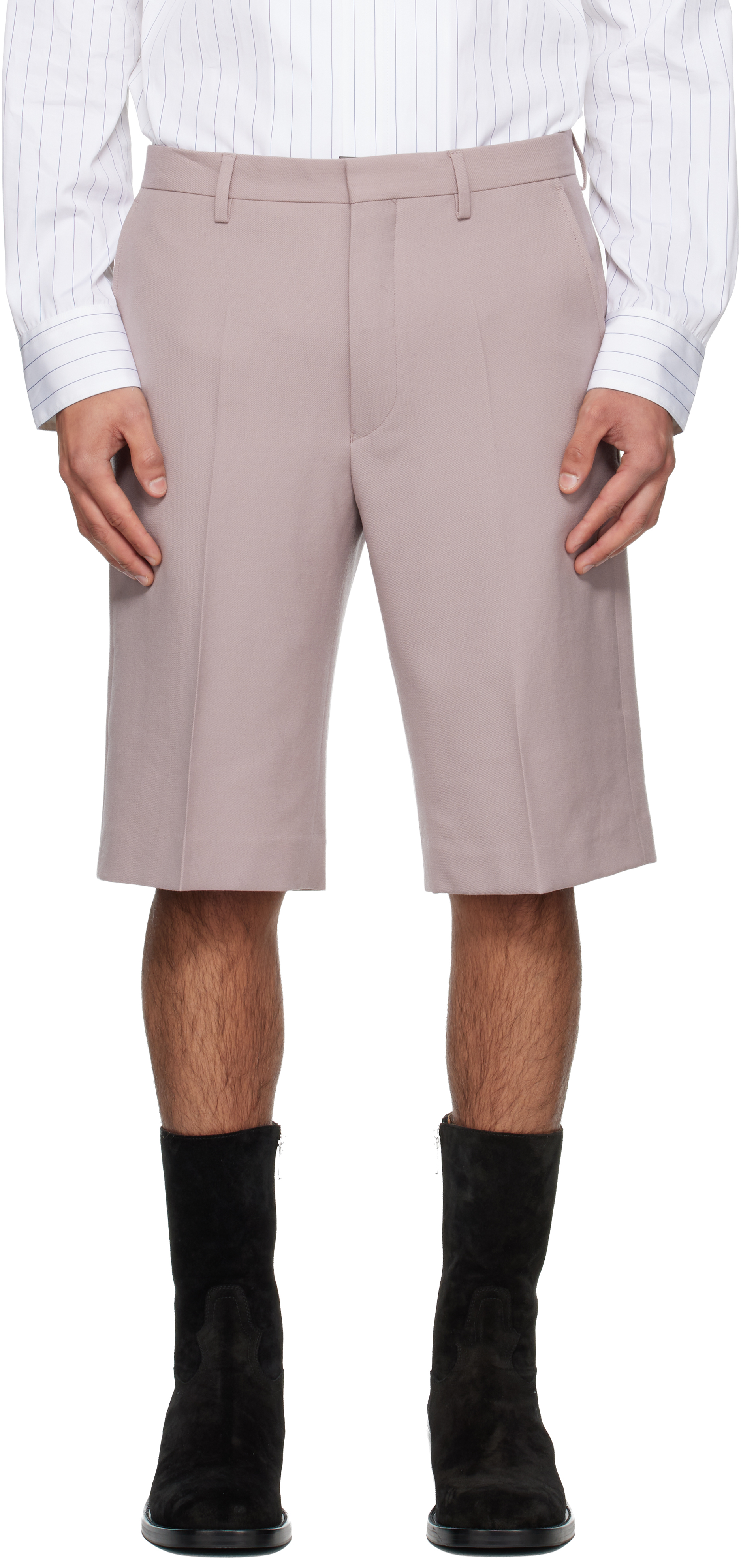 Pink Wool Shorts by Dries Van Noten on Sale