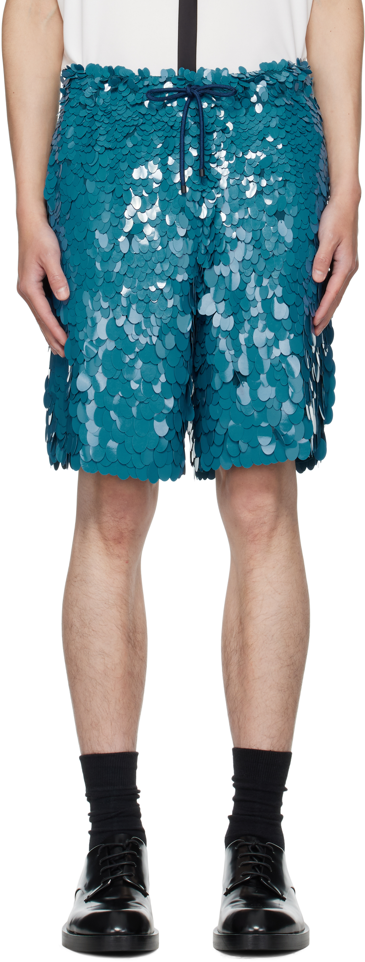 Dries Van Noten Blue Embellished Shorts