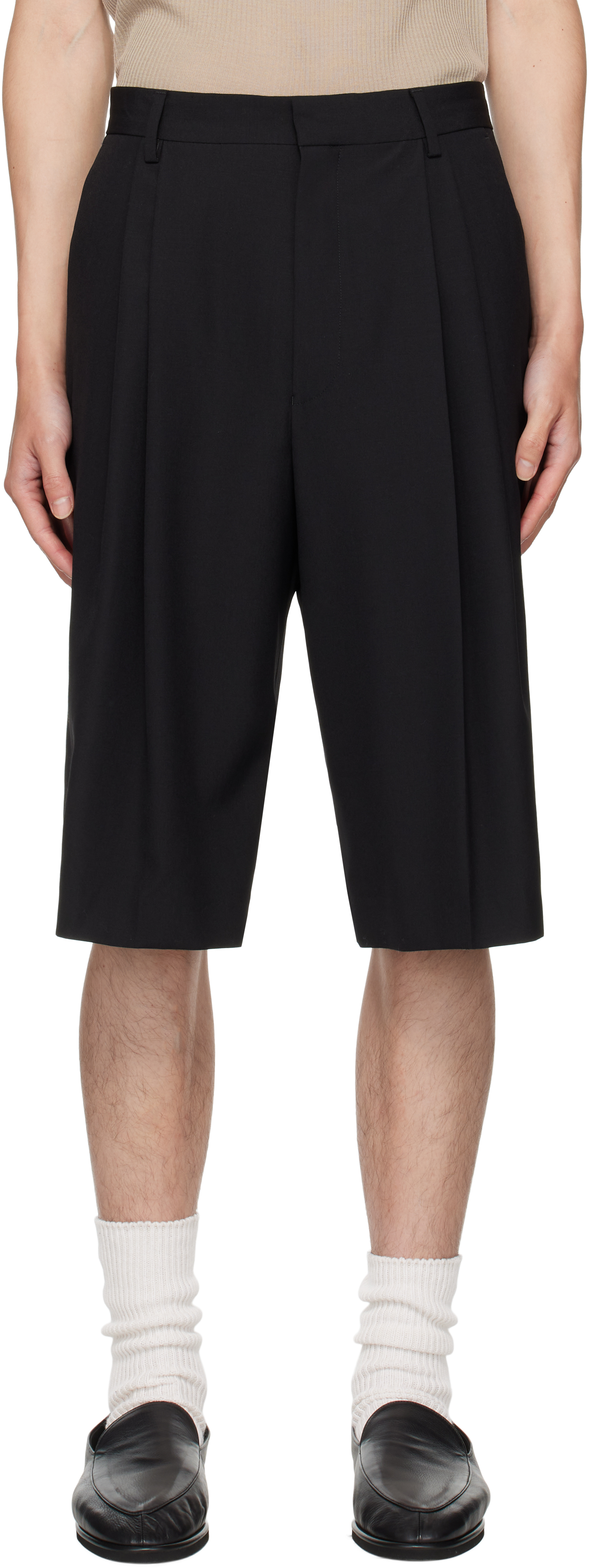 Dries Van Noten Black Wool Shorts