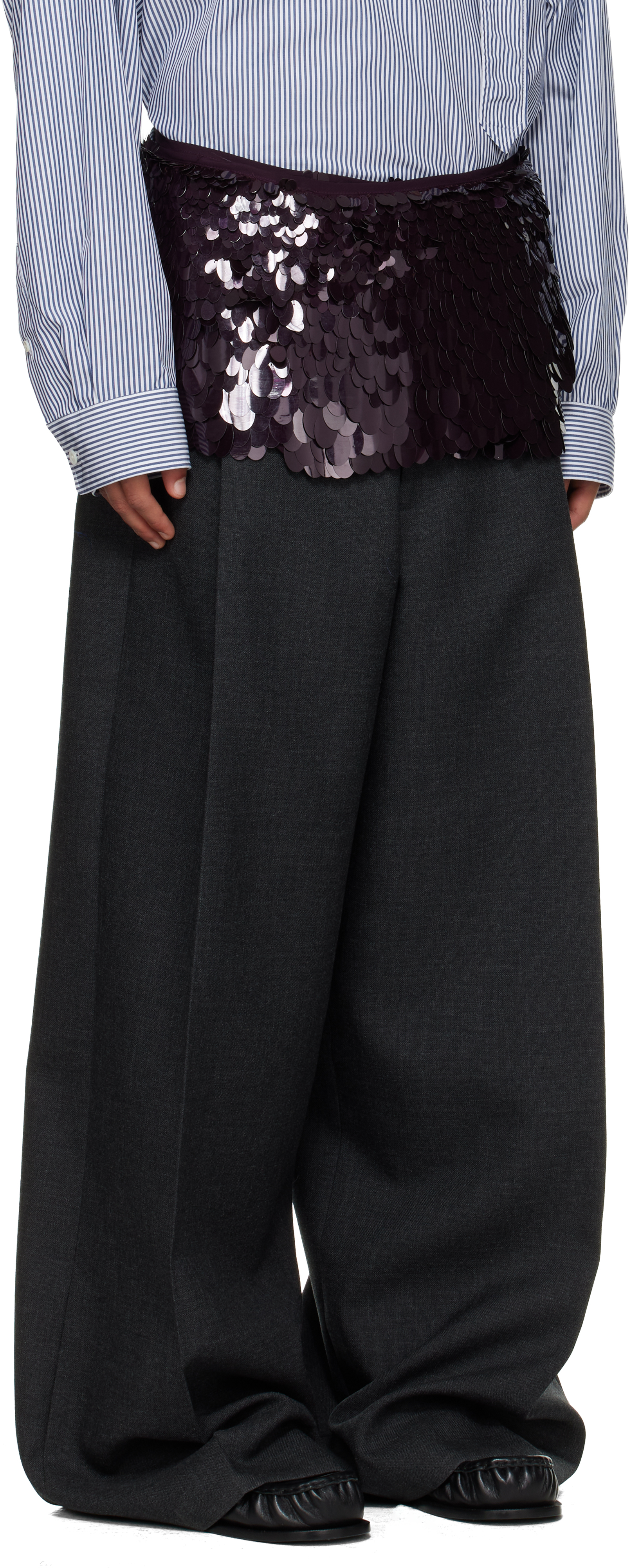 Dries Van Noten Burgundy Sequined Belt In Burgundy