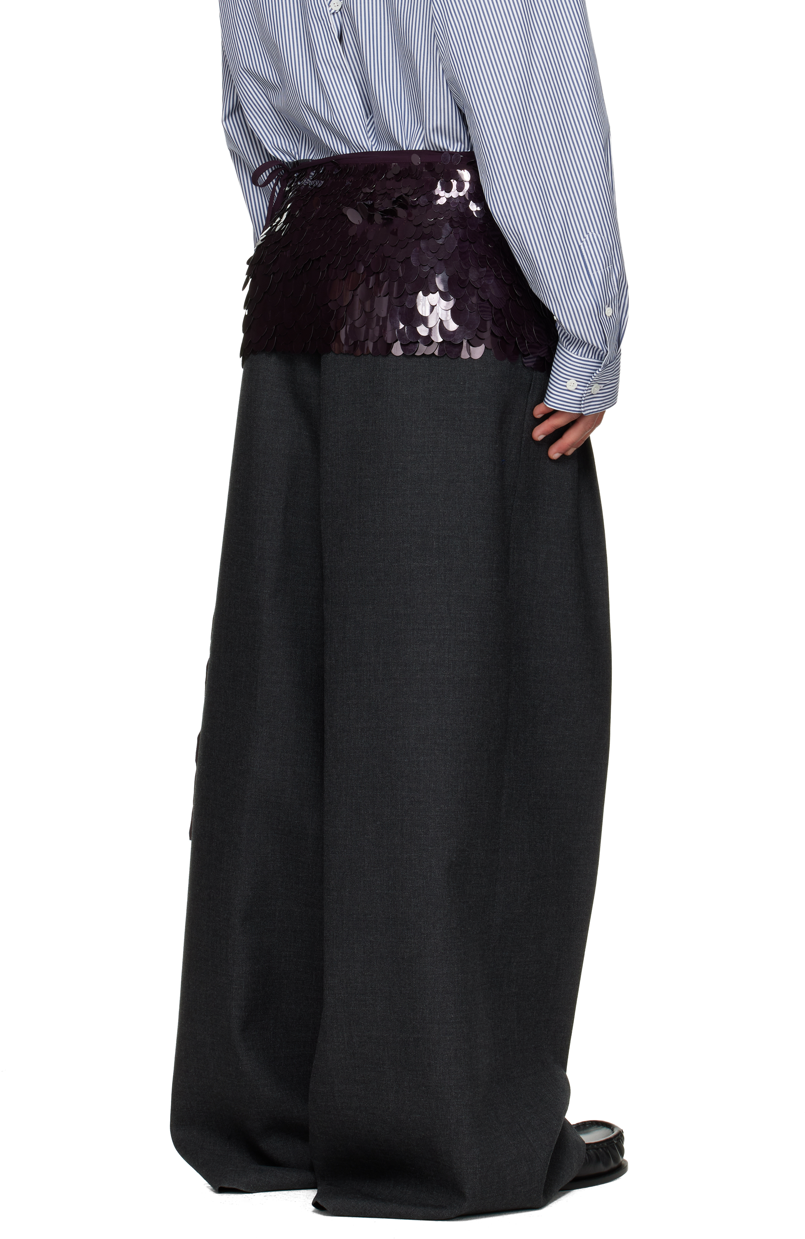 Dries Van Noten Burgundy Sequined Belt In Burgundy