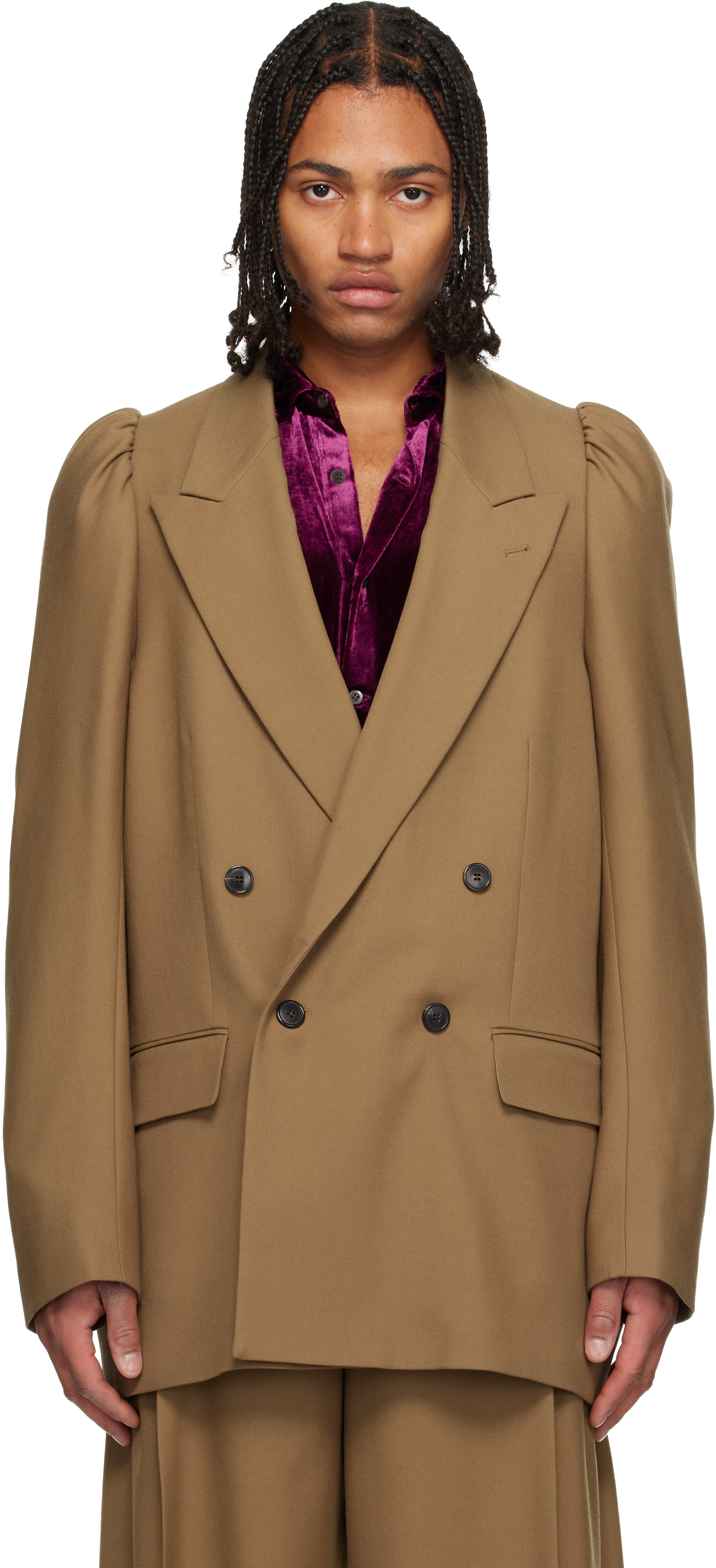 Dries Van Noten Brown Wool Twill Blazer
