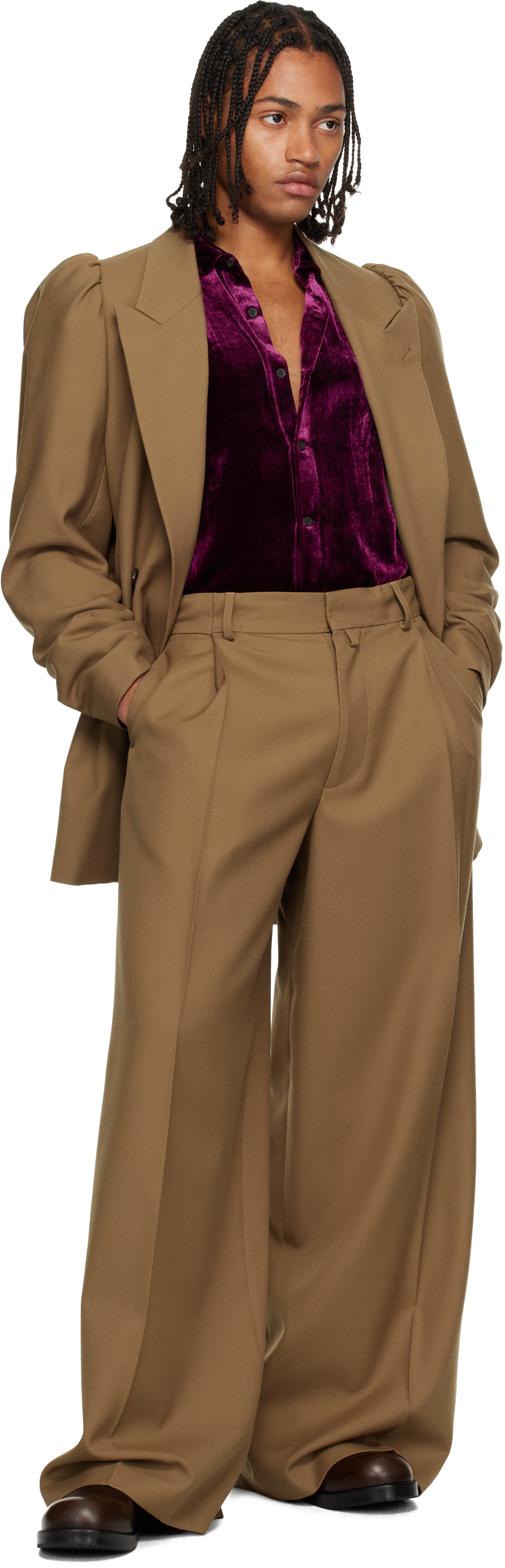 Dries Van Noten Brown Wool Twill Blazer In Brown