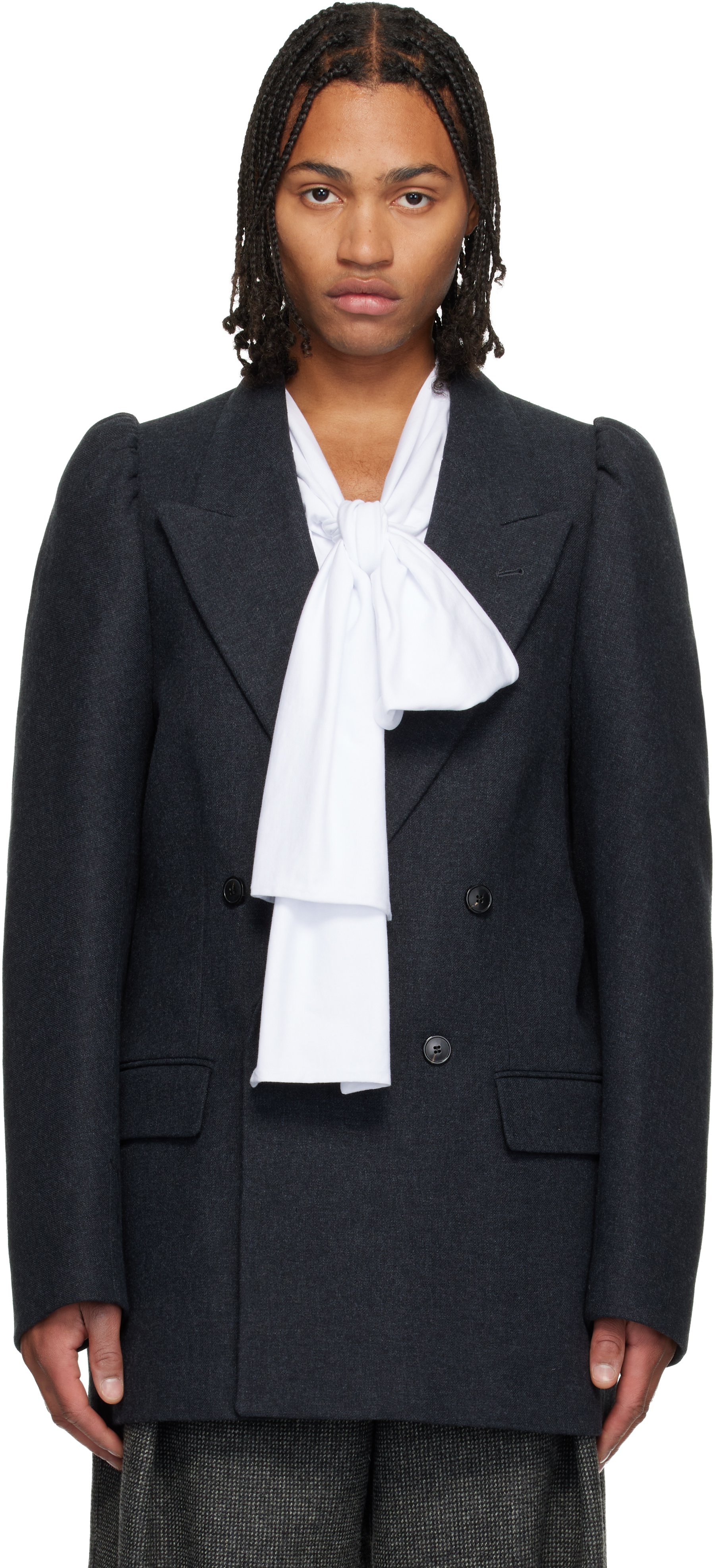 Dries Van Noten Gray Double-breasted Blazer