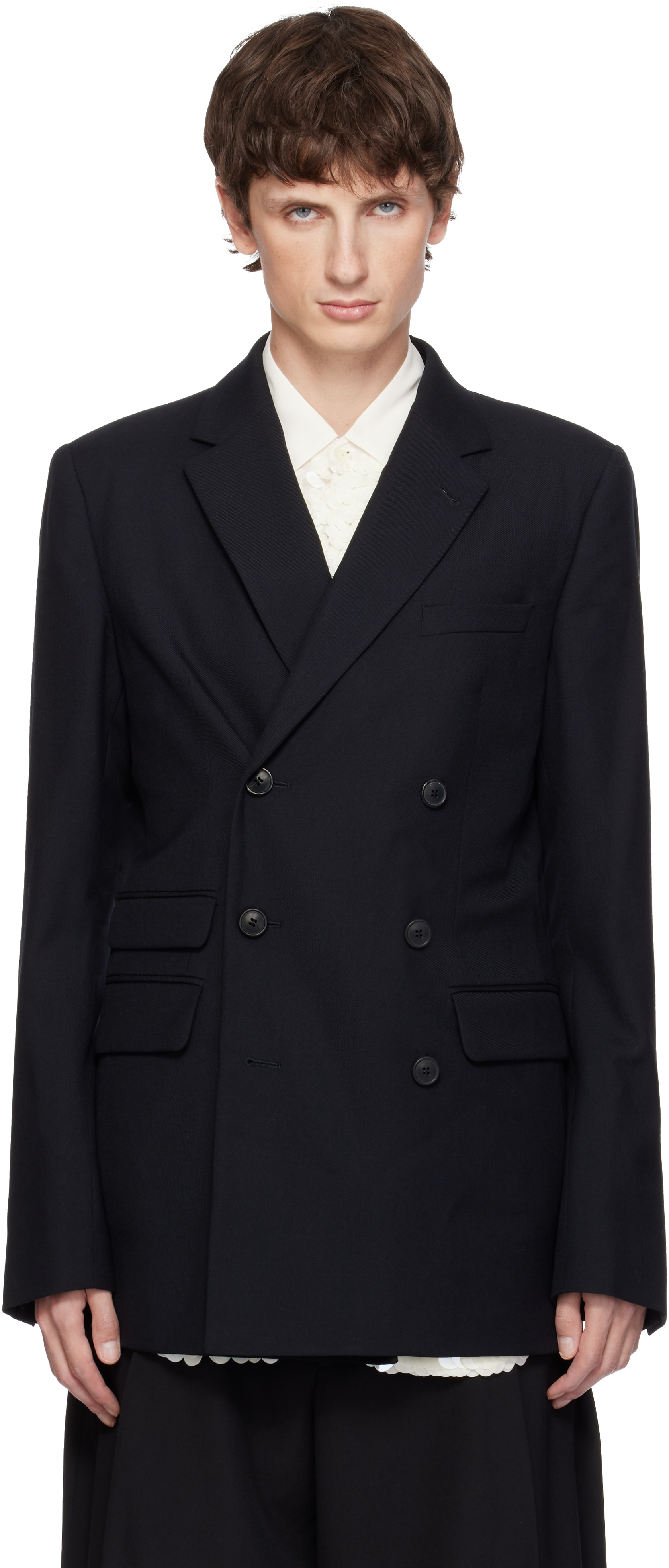 Dries Van Noten Black Regular Fit Wool Blazer In Black
