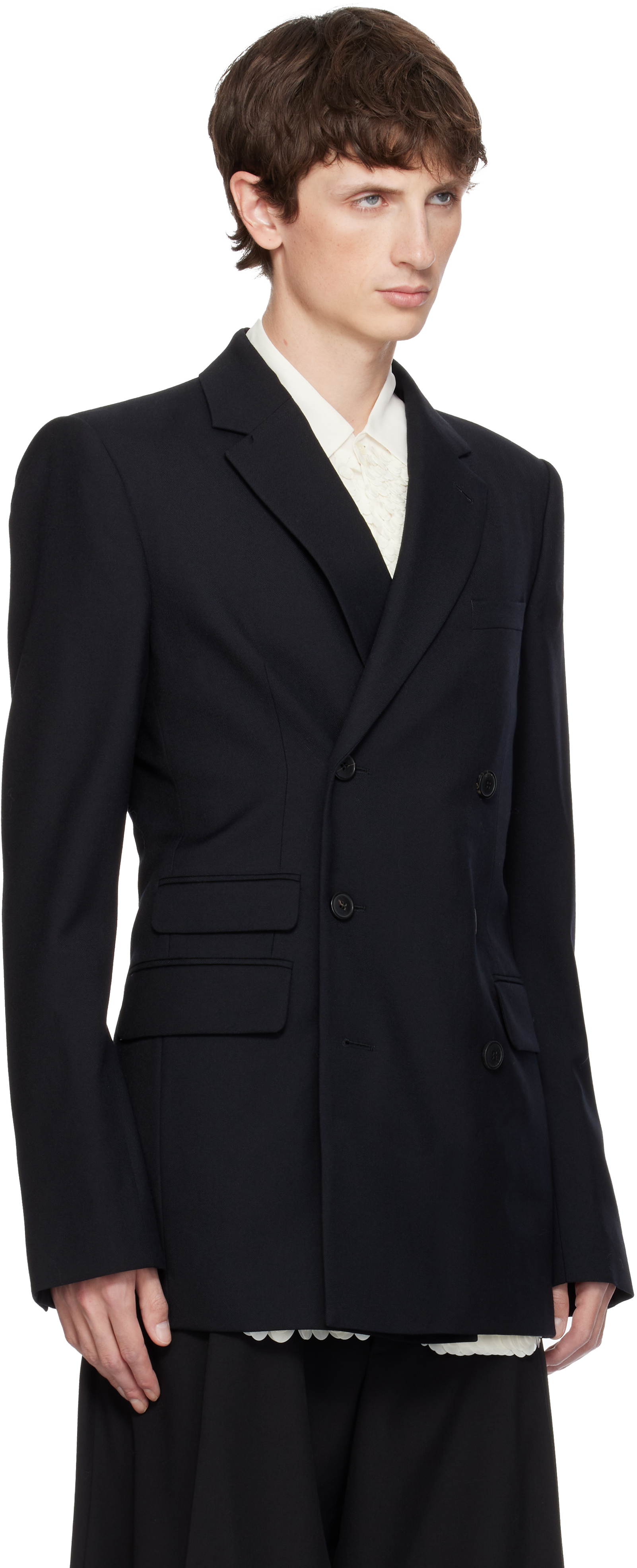 Dries Van Noten Black Regular Fit Wool Blazer In Black