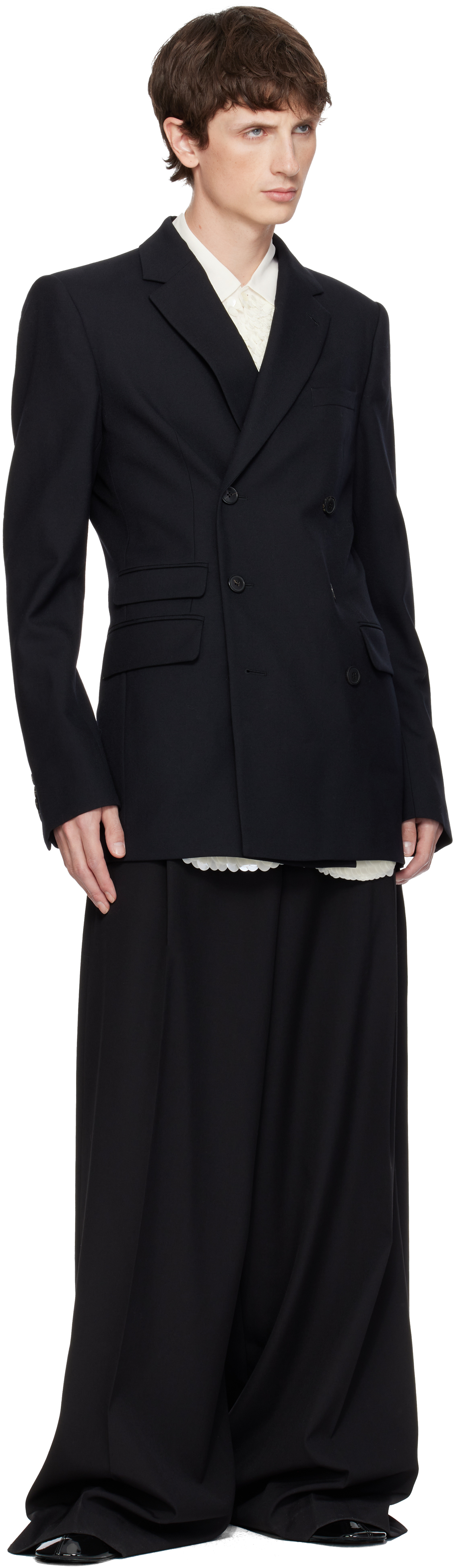 Dries Van Noten Black Regular Fit Wool Blazer In Black