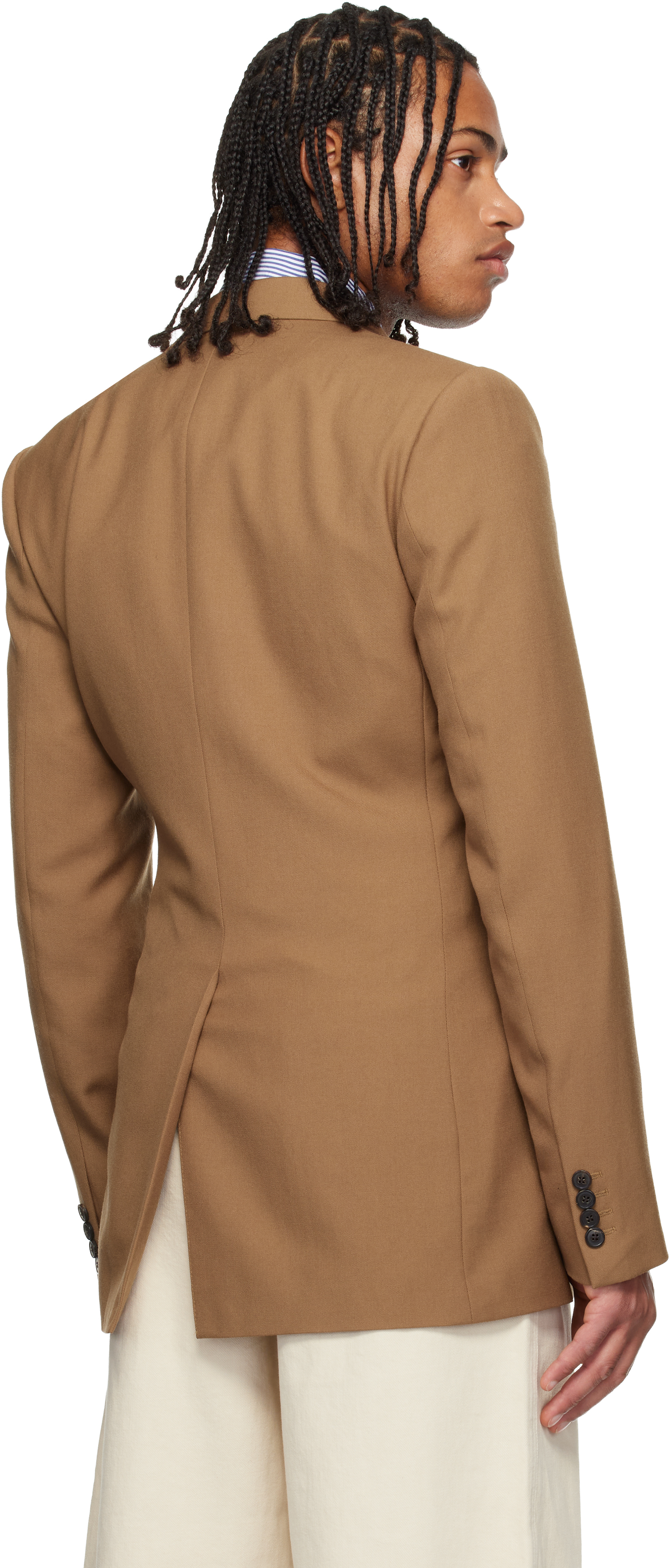 Dries Van Noten Tan Regular Fit Wool Blazer In Brown