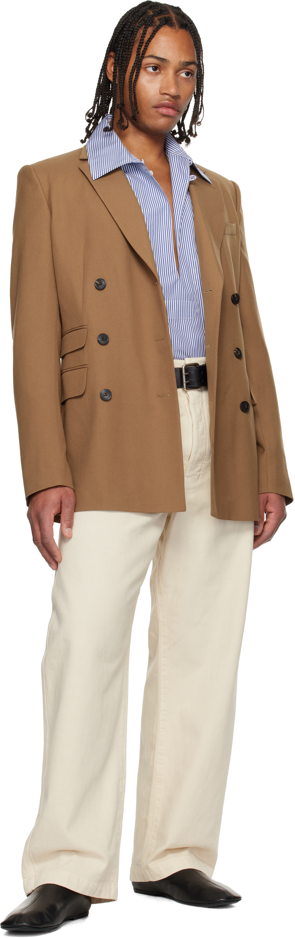 Dries Van Noten Tan Regular Fit Wool Blazer In Brown