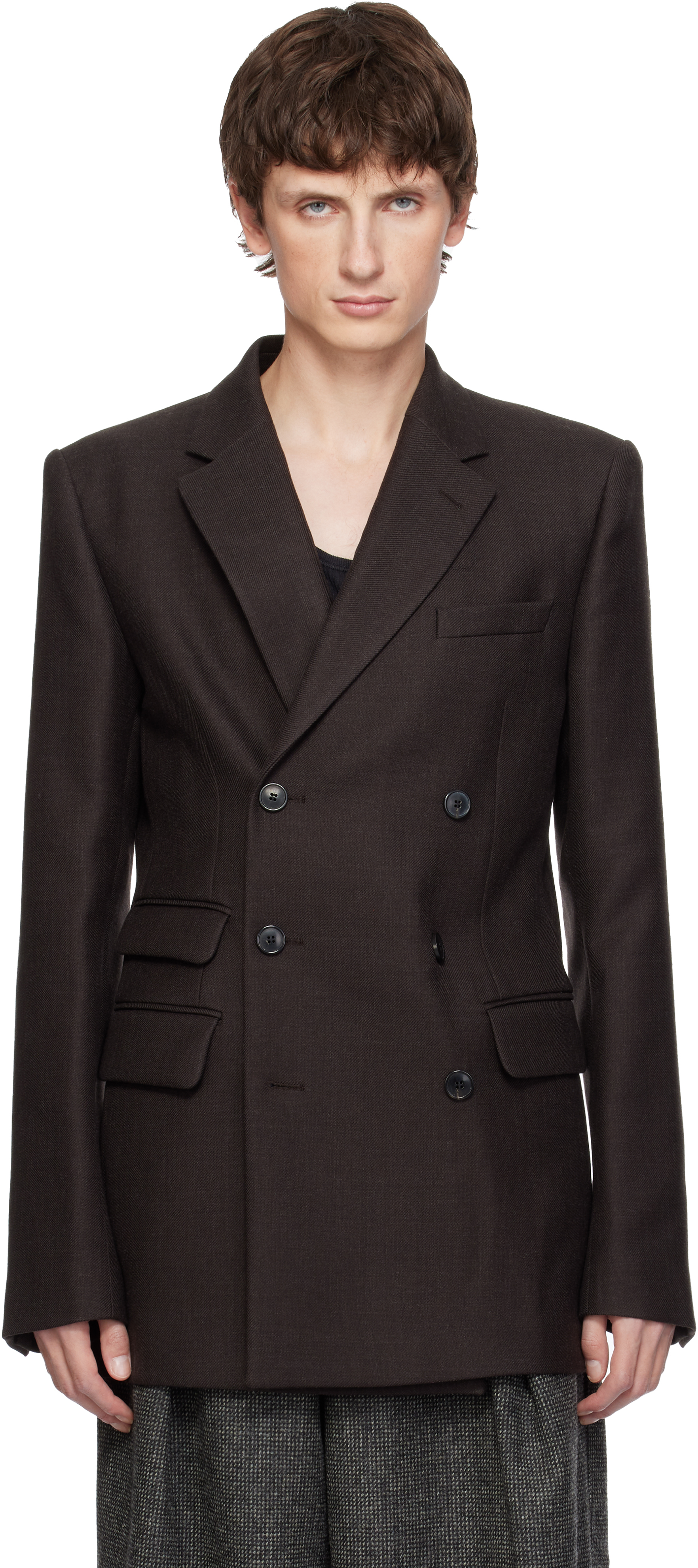 Dries Van Noten Double Breasted Jacket In Brown