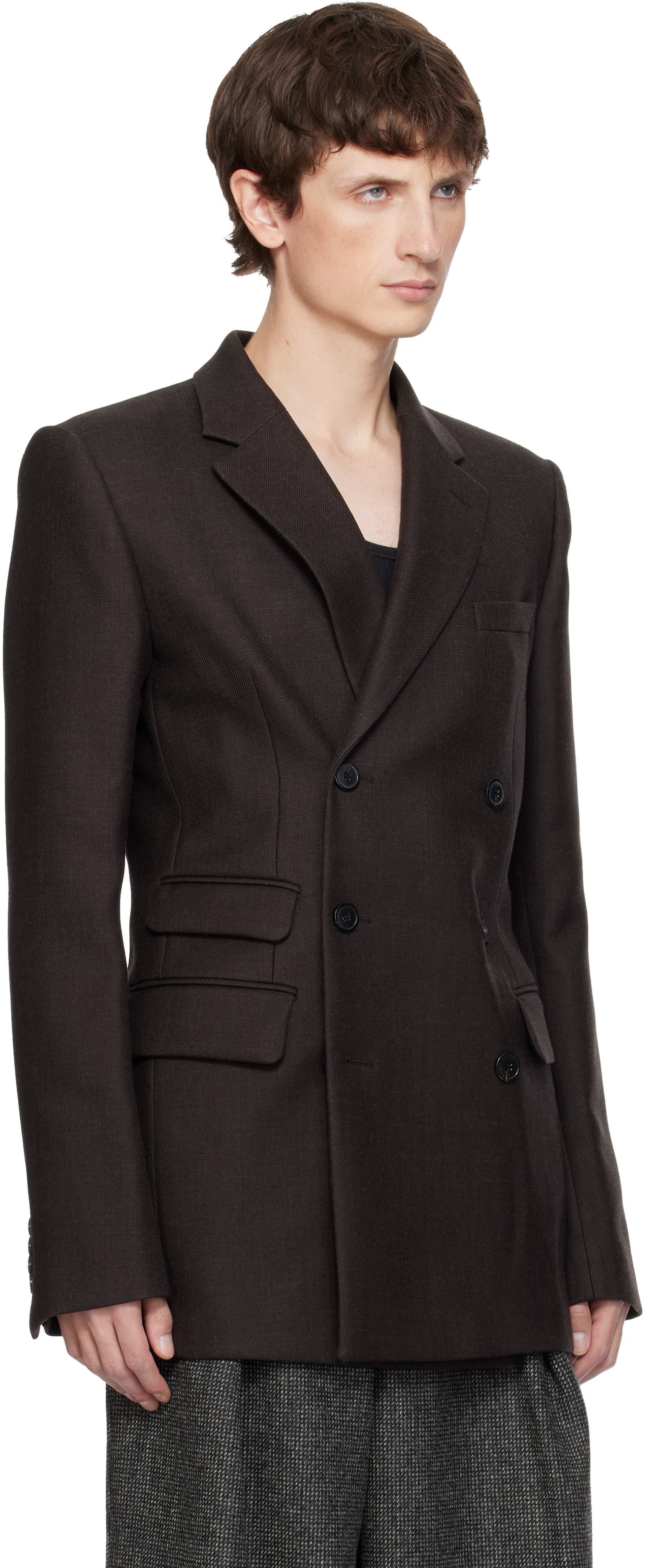 Dries Van Noten Double Breasted Jacket In Brown