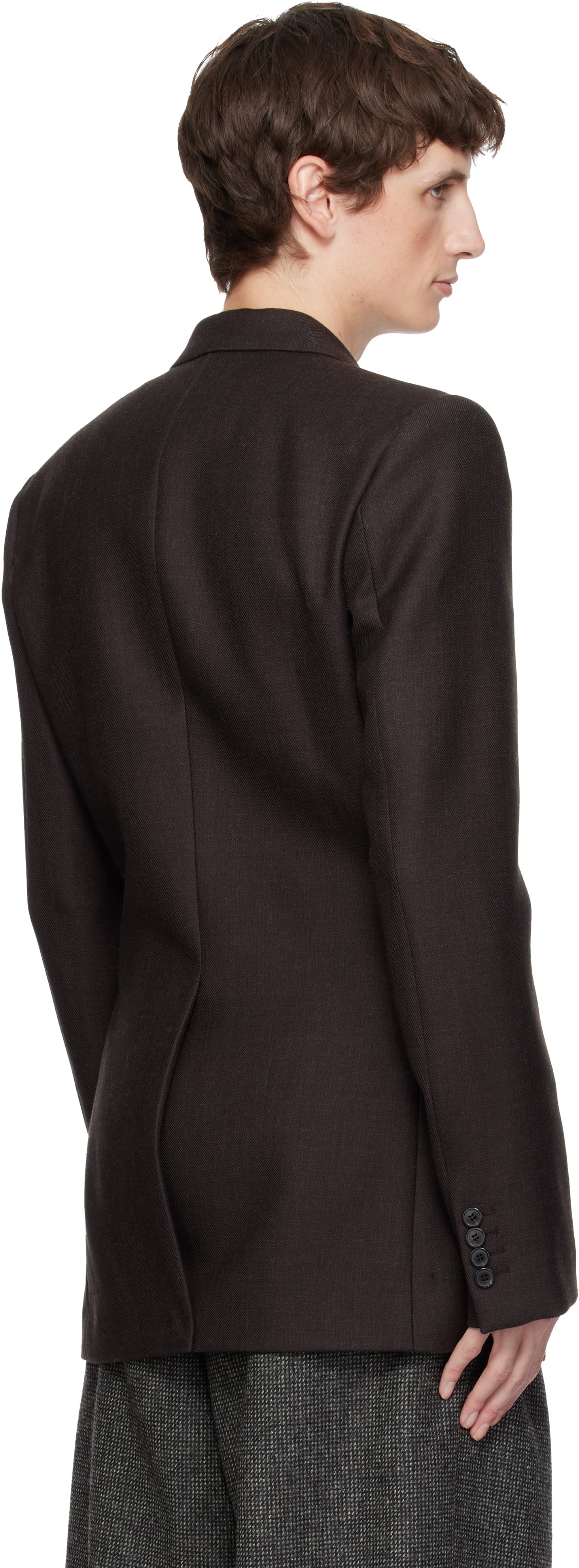 Dries Van Noten Double Breasted Jacket In Brown